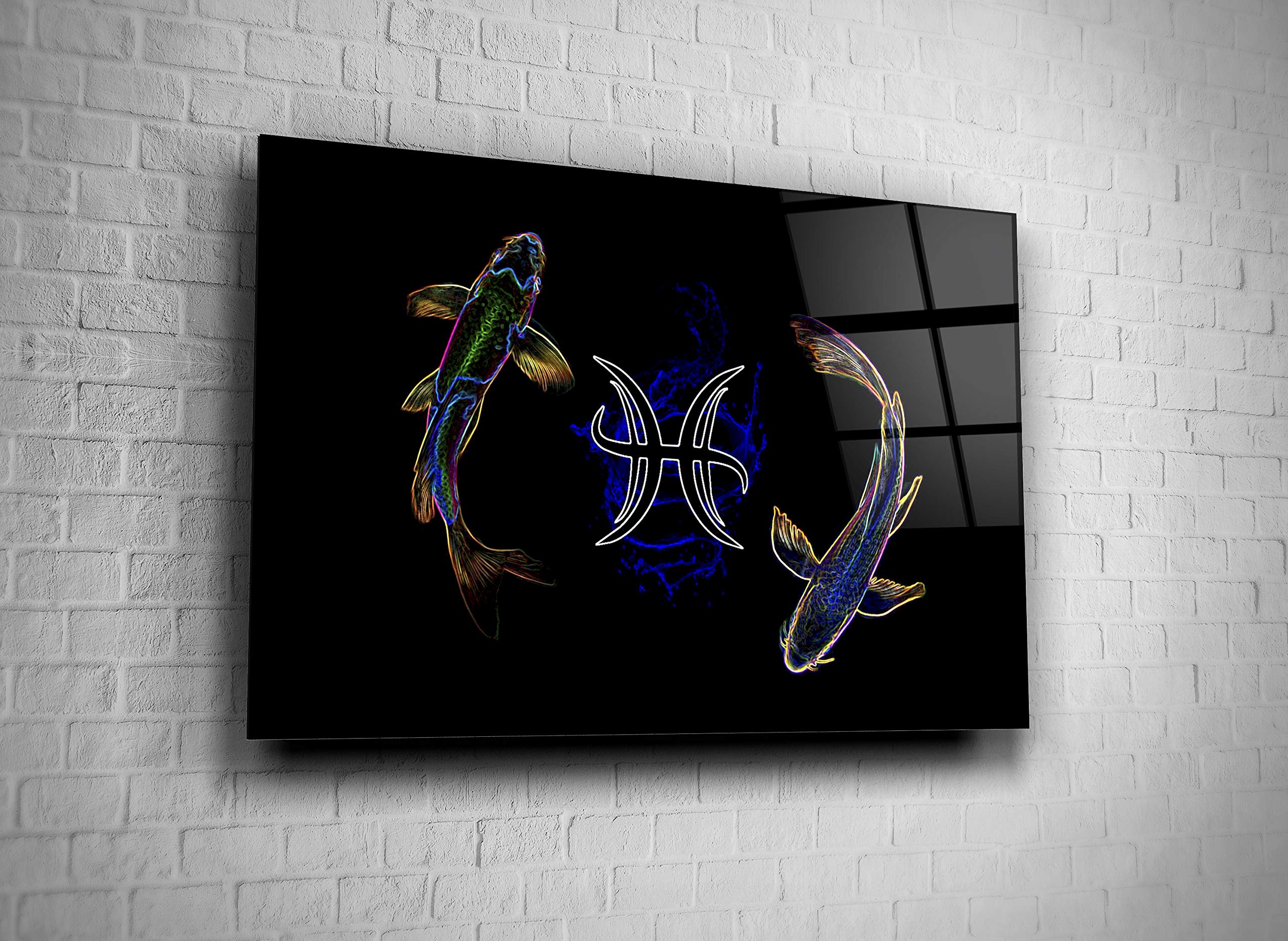 Pisces Zodiac Sign Wall Art - Tempered Glass Canvas Print, Astrology Horoscope Decor for Home, Office, Hotel - Modern Gift Idea (24x36) - Perfect for Bedroom, Living Room & Workspace Decor