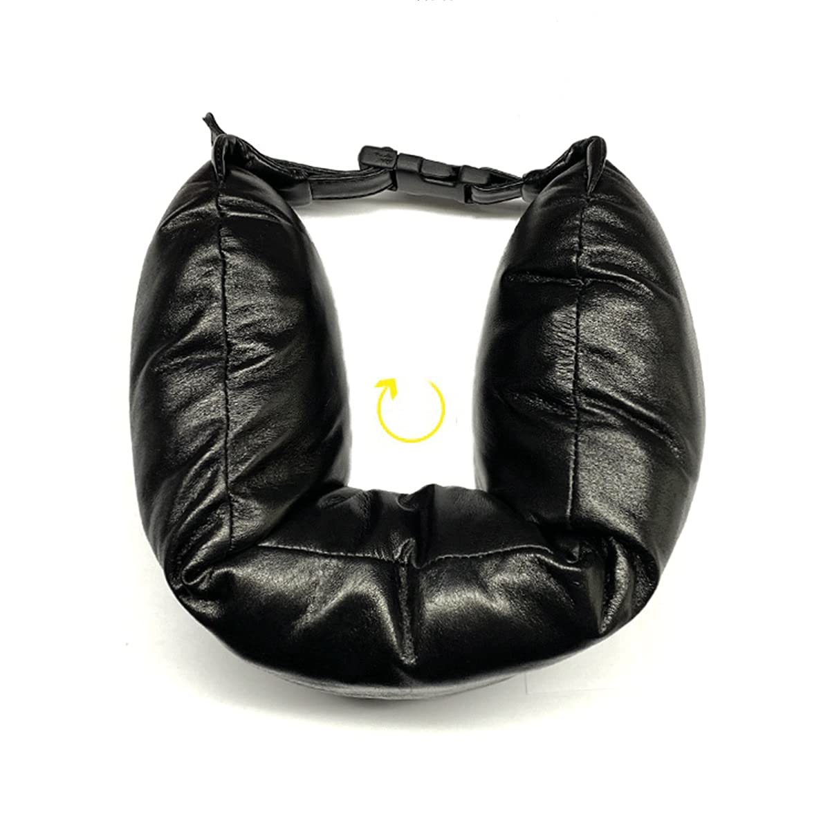 UFFD Inflatable Travel Pillow - Soft Velvet Neck Support for Airplanes, Cars & Home - Washable Cover with Portable Pack Sack (Black, 65cmx12cm) - Perfect for Long Flights, Road Trips & Office Naps