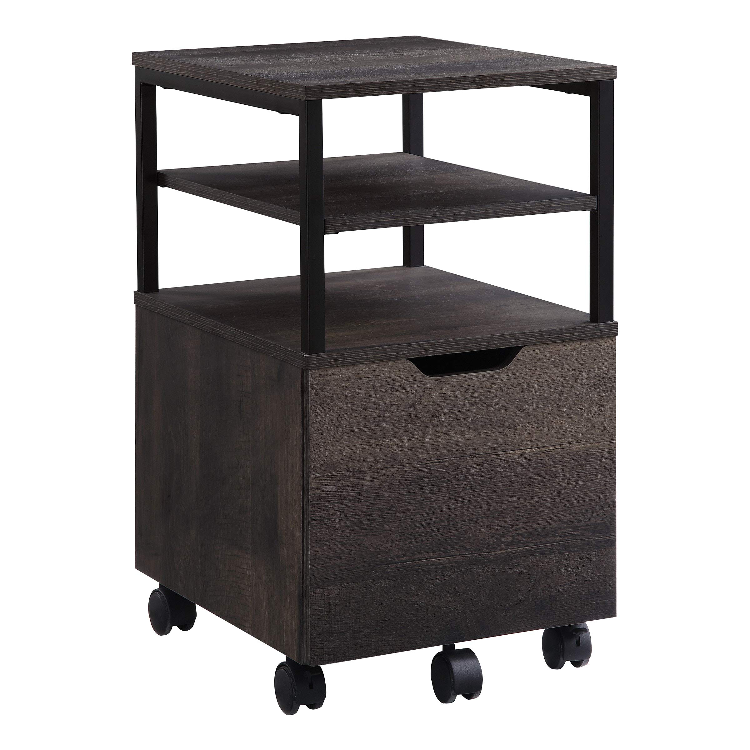 OSP Home Furnishings Modern Mobile Cart with Wheels - Ozark Ash Finish - Rolling Kitchen Island, Bar Cart & Storage Solution for Small Spaces