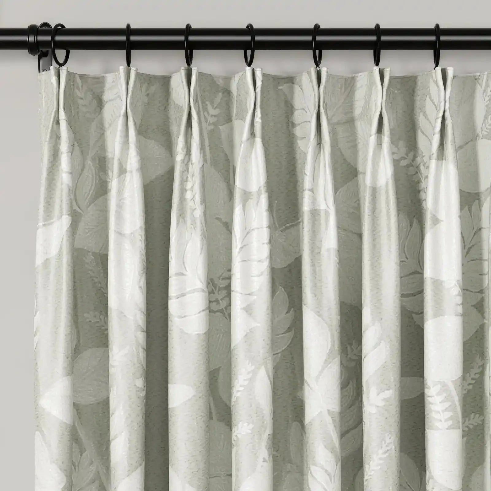 Lydia Foliage Jacquard Pleated Curtains - Elegant Floral Pattern Window Drapes for Living Room & Bedroom Decor