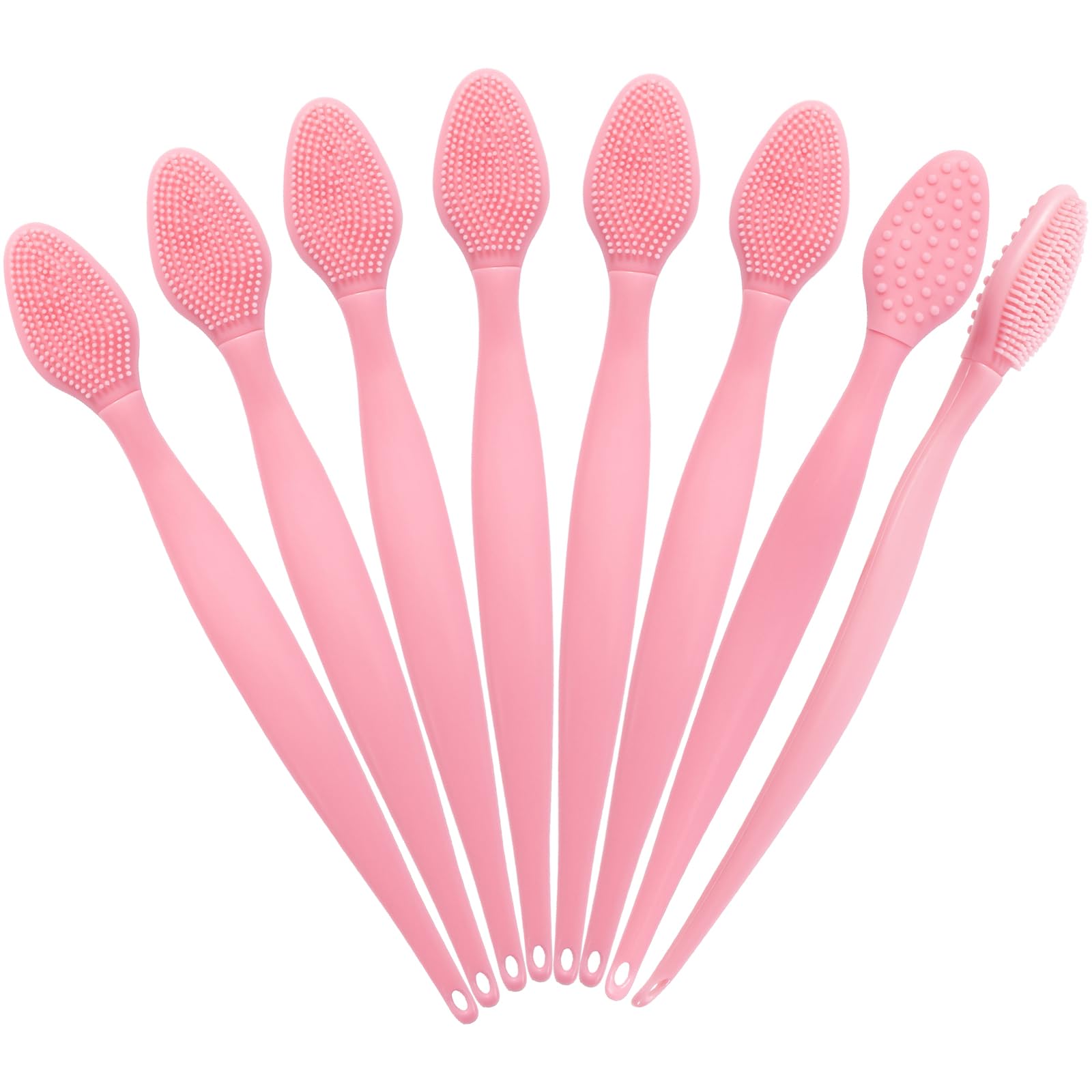 8 Pack Silicone Lip Scrub Brushes - Double-Sided Exfoliating Lip Brush for Soft Lips, Blackhead Remover & Skincare Tool (Pink) - Perfect for At-Home Spa & Lip Care Routine