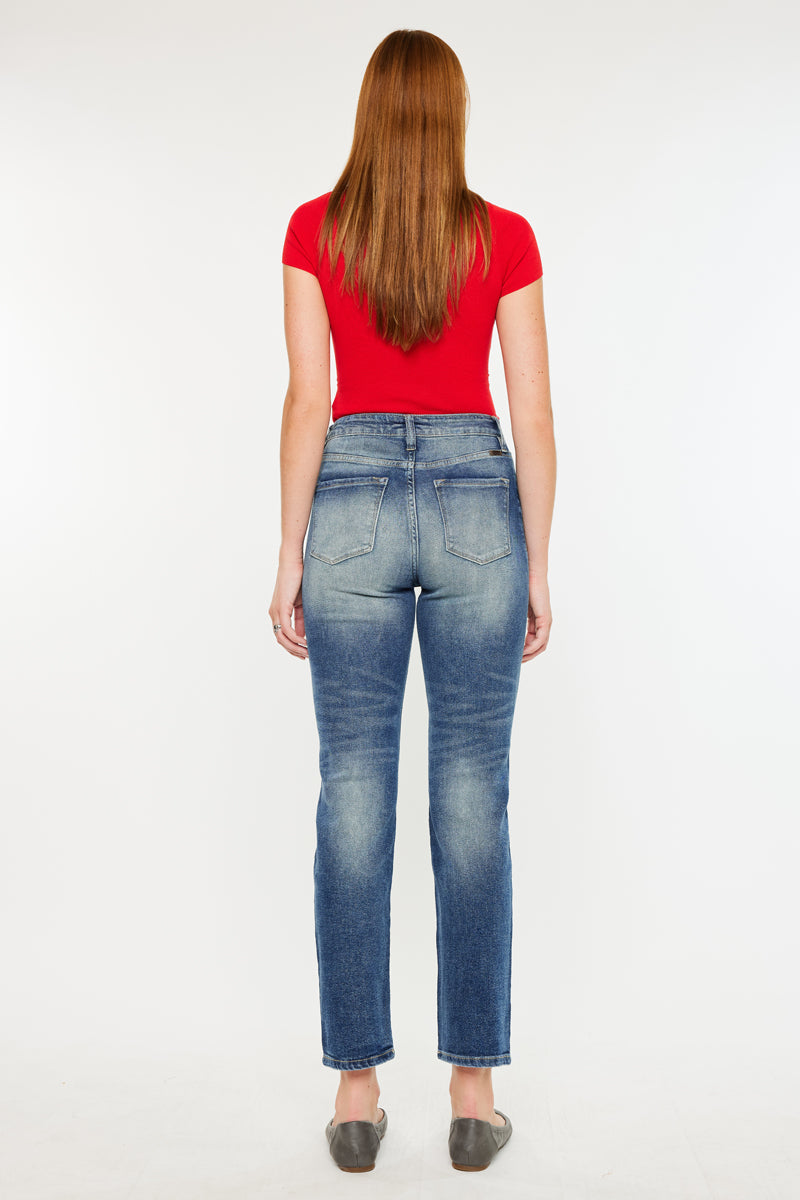 Norrine High Rise Slim Straight Leg Jeans for Women - Stretchy Denim Pants with Comfortable Fit - Perfect for Work, Casual Outfits & Everyday Wear