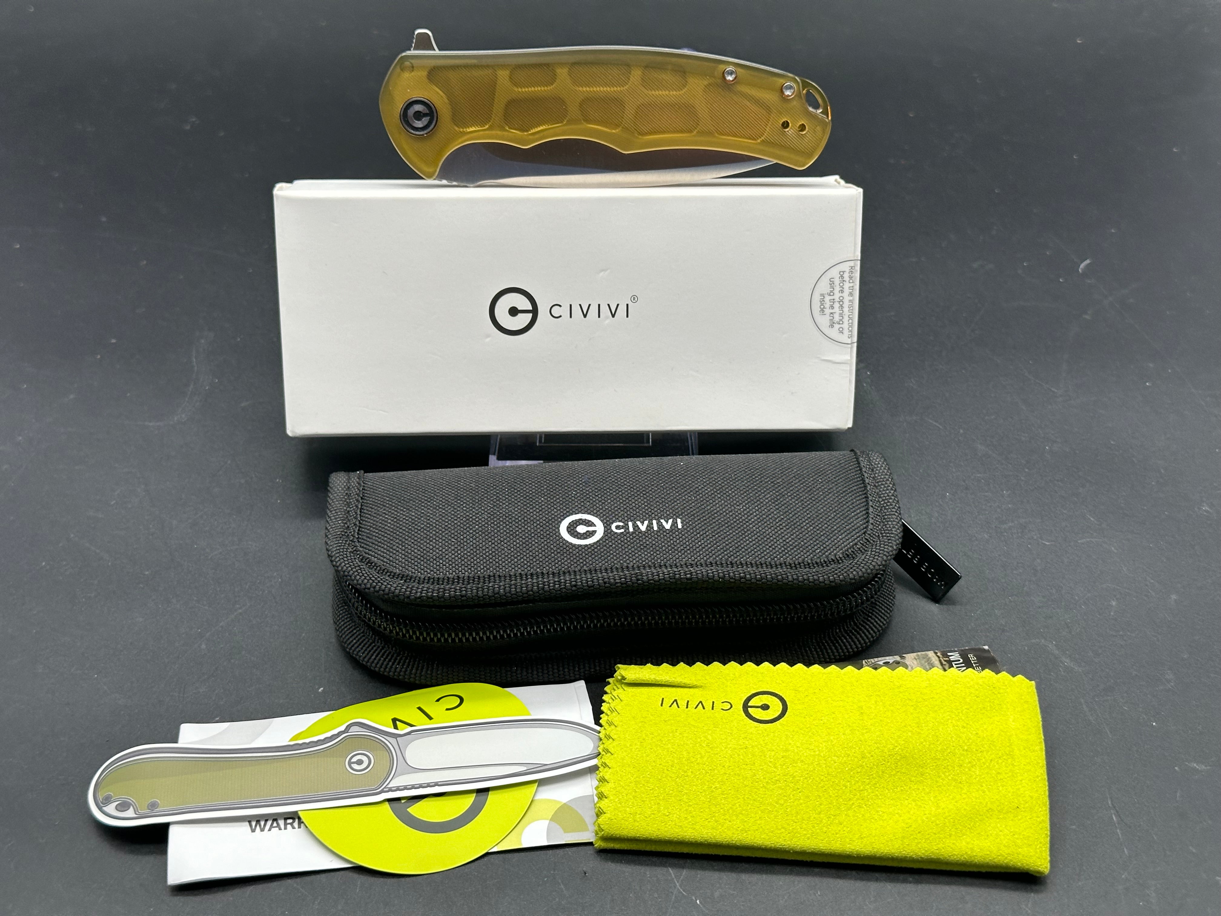 CIVIVI PRAXIS Folding Knife - 9CR18MOV Stainless Steel Blade, Drop Point, Polished Ultem Handle - EDC Pocket Knife for Camping, Hiking & Outdoor Adventures