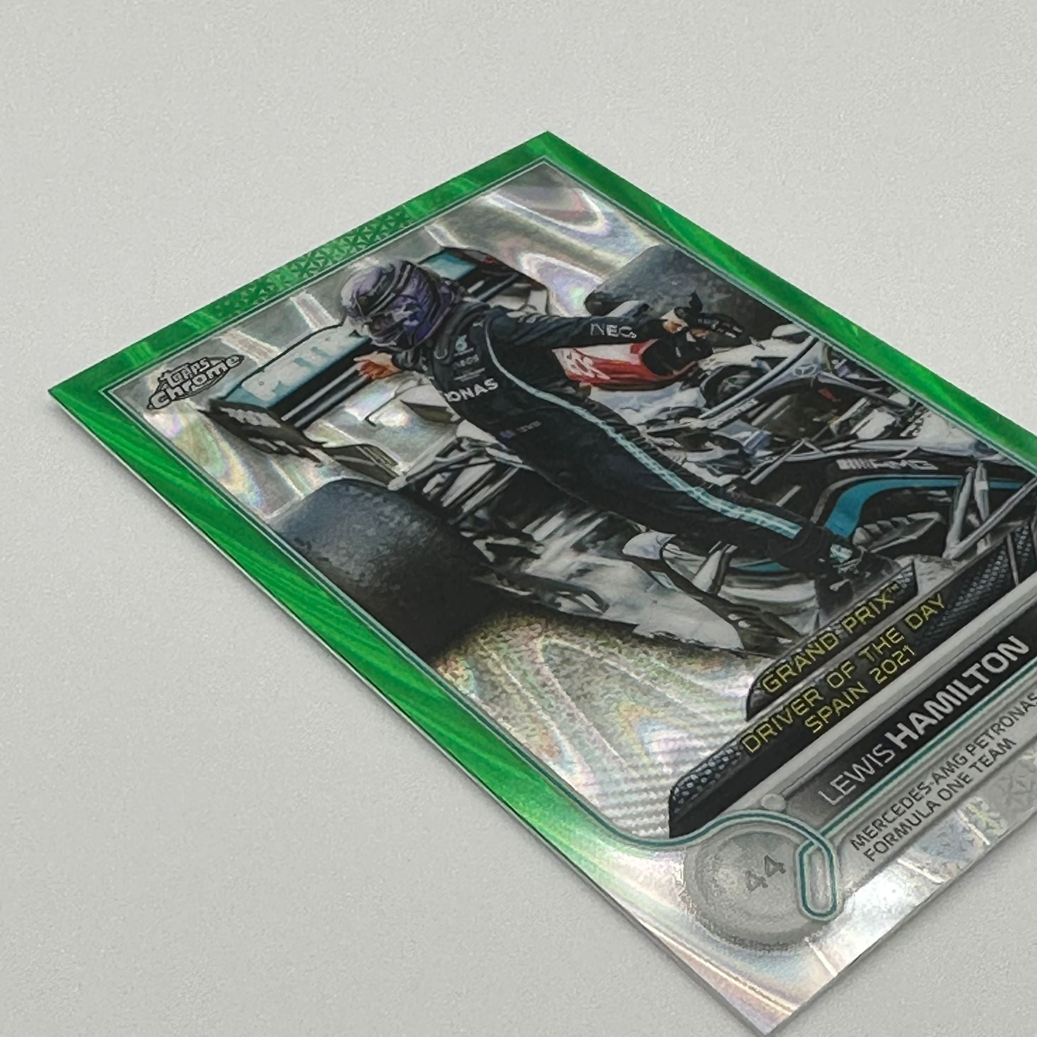 Lewis Hamilton Spain 2021 Driver of the Day #176 Green Raywave Refractor - Limited Edition F1 Collectible for Racing Fans & Memorabilia Display