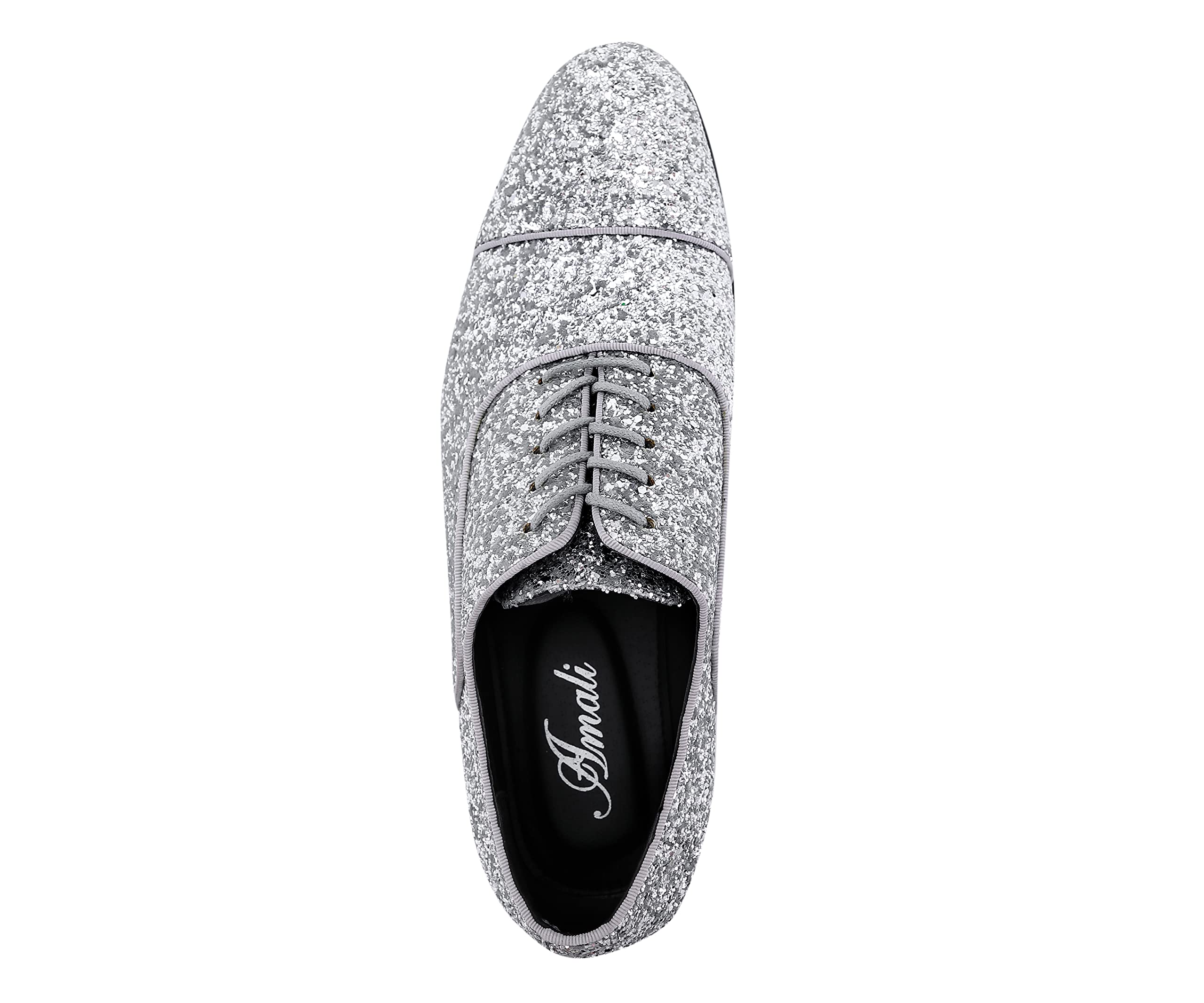 Sparkly Glitter Encrusted Men's Dress Loafers - Formal Tuxedo Slip-On Shoes for Weddings & Parties (Size Tip: Runs Large, Order 1/2 Size Down) - Perfect for Black Tie Events, Prom & Evening Occasions