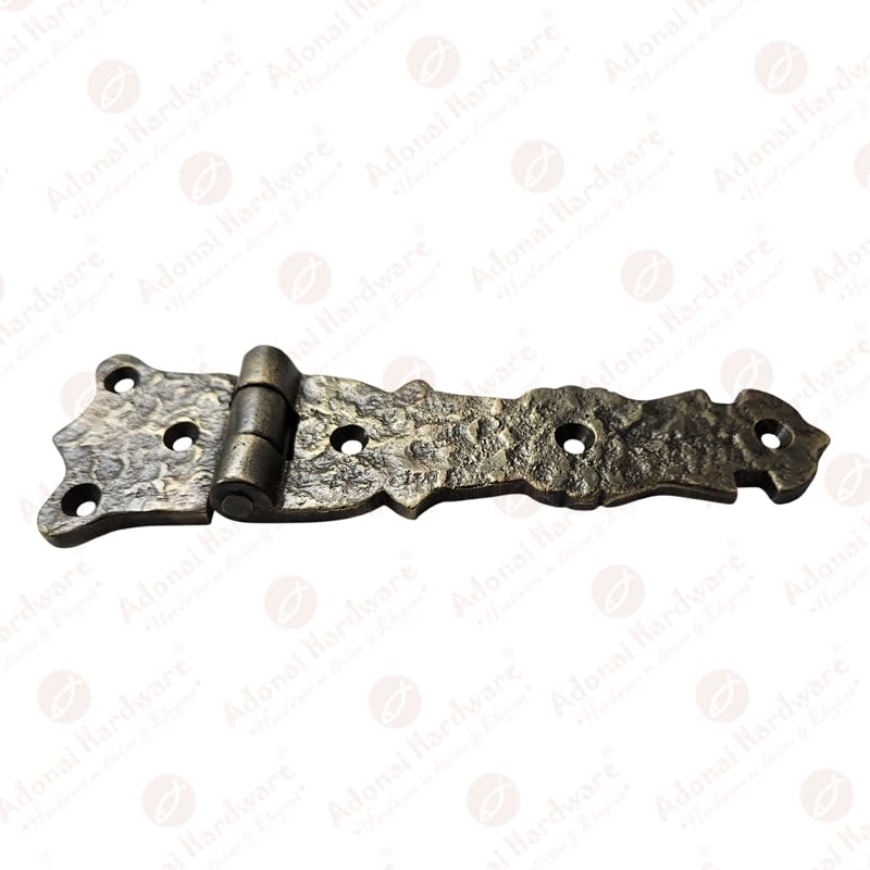 Adonai Hardware Abez Antique Cast Iron Cabinet Hinges - 16 Pack (5.6 Inch, Antique Brass Finish) - Heavy Duty Vintage Style Hinges for Kitchen Cabinets, Furniture & Restoration Projects