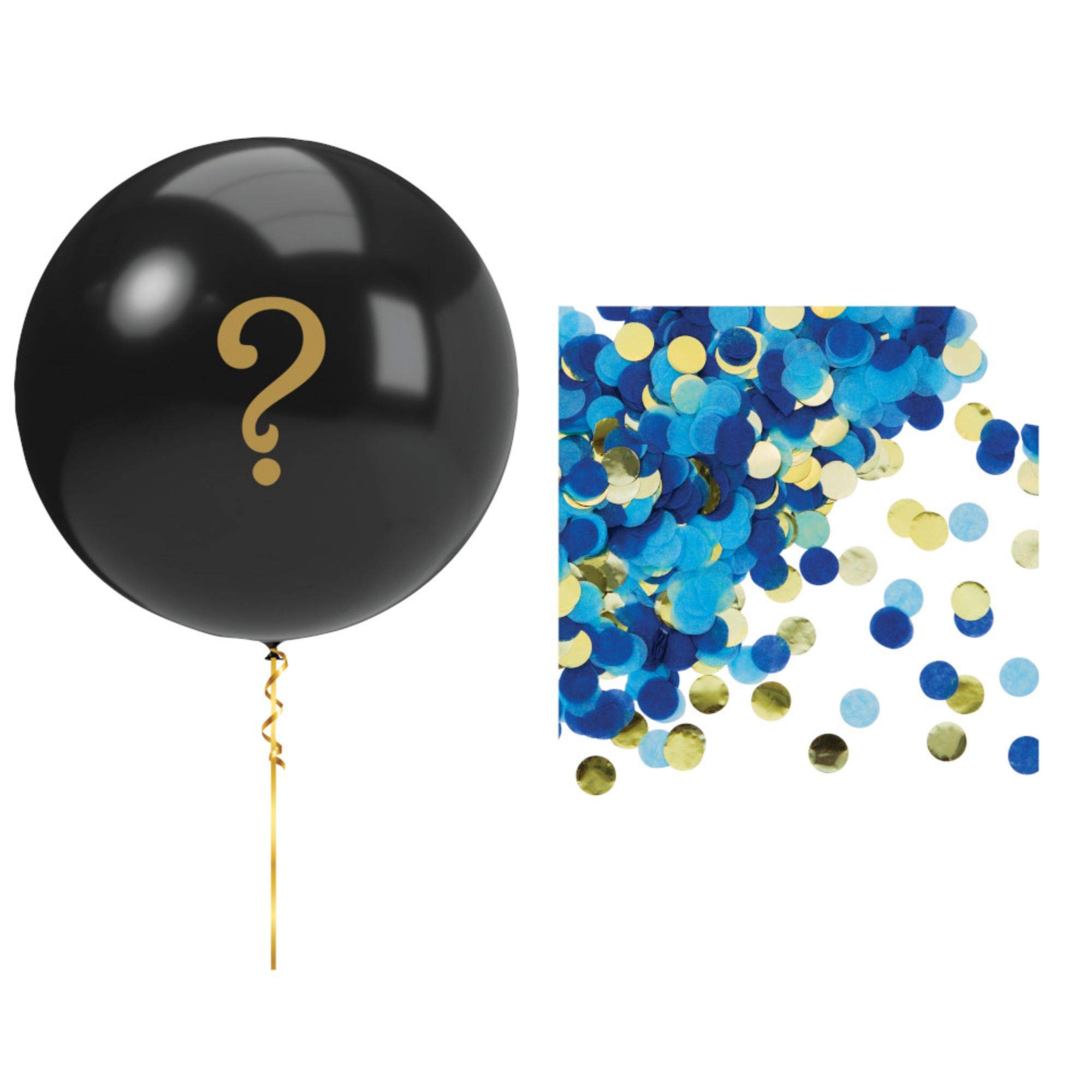 Blue & Black Gender Reveal Balloon Kit for Baby Shower & Gender Reveal Party - Includes Latex Balloons, Confetti & String - Perfect for Baby Showers, Birthdays & Celebrations