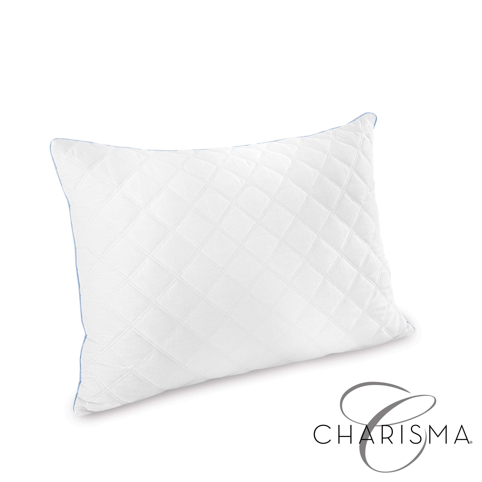 Charisma Gel Hybrid Bed Pillows - 2 Pack Cooling Memory Foam Pillows for Side, Back & Stomach Sleepers - Breathable & Supportive White Pillows for Better Sleep