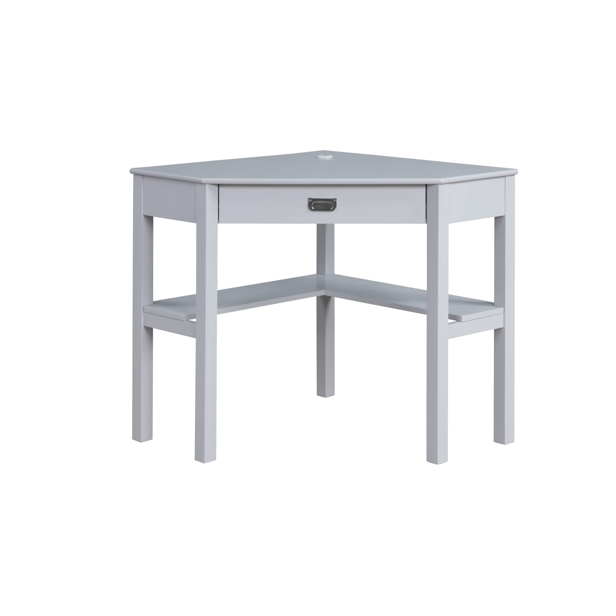 Gray Linon Peggy Corner Desk for Home Office & Small Spaces