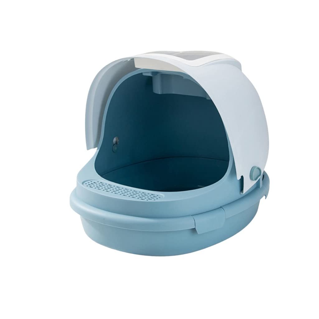 Automatic Self-Cleaning Cat Litter Box - Large Enclosed Odor Control Cat Toilet with Scoop | Splash-Proof Design for Multiple Cats | Perfect for Home, Apartment & Travel Use (Blue)
