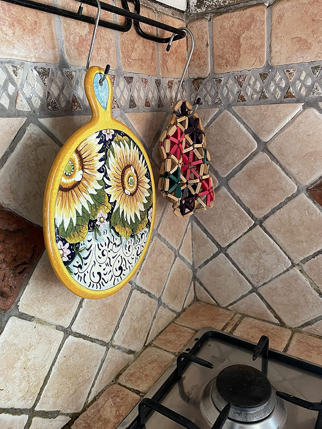 Hand-Painted Italian Ceramic Sunflower Trivet - Tuscan Kitchenware & Pottery Tile, Made in Italy | Perfect for Hot Dishes, Table Decor & Gift Giving