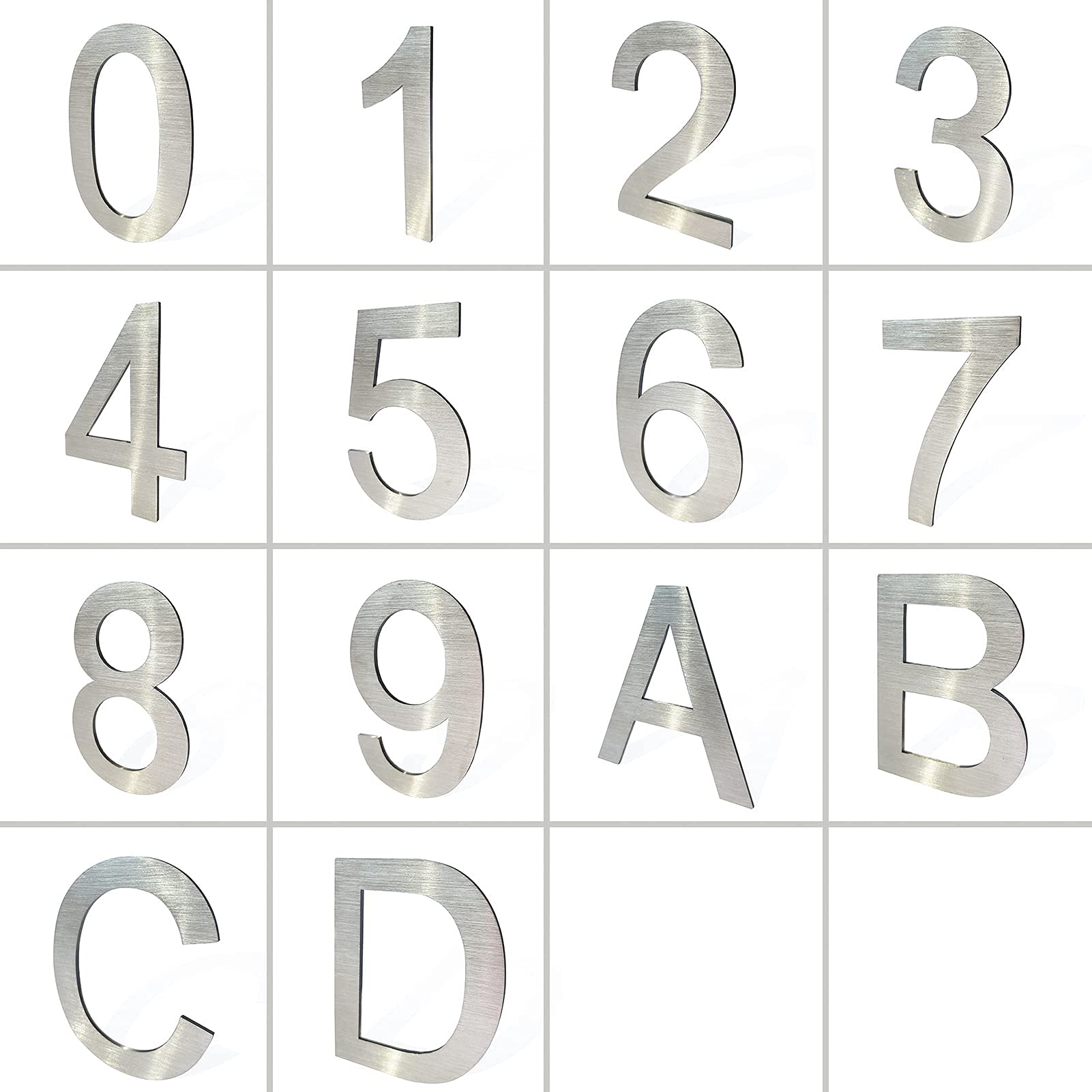 Modern Metal House Numbers - Self-Adhesive Mailbox Decor (3 Inch, Silver, 2-Pack #0) for Home, Apartment & Business Address Signage
