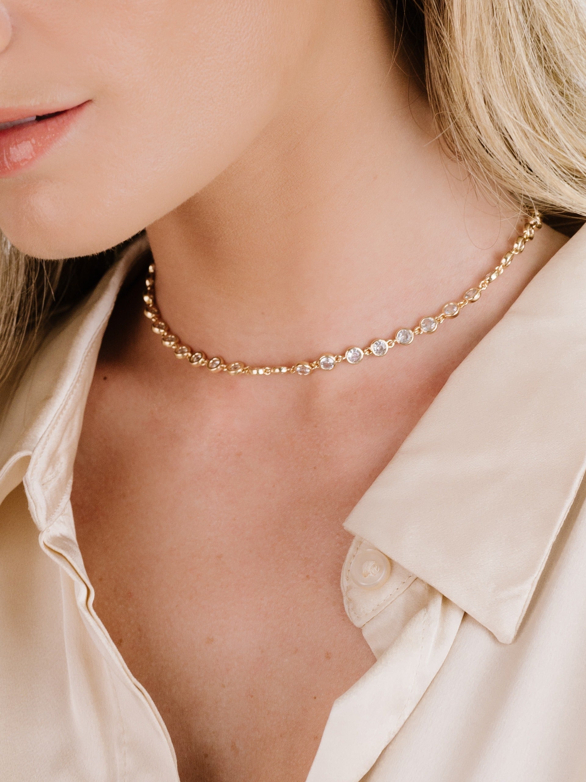 Elegant Crystal Disc & Link Necklace for Women | Trendy Layered Chain Jewelry for Daily Wear & Special Occasions