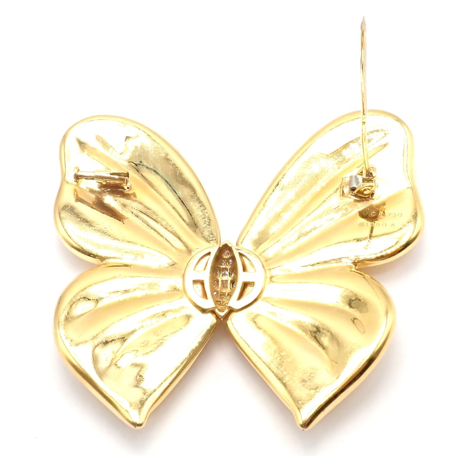 Authentic Van Cleef & Arpels 18k Yellow Gold Extra Large Butterfly Pin Brooch - Luxury Jewelry for Women, Perfect for Special Occasions, Weddings and Gift Giving