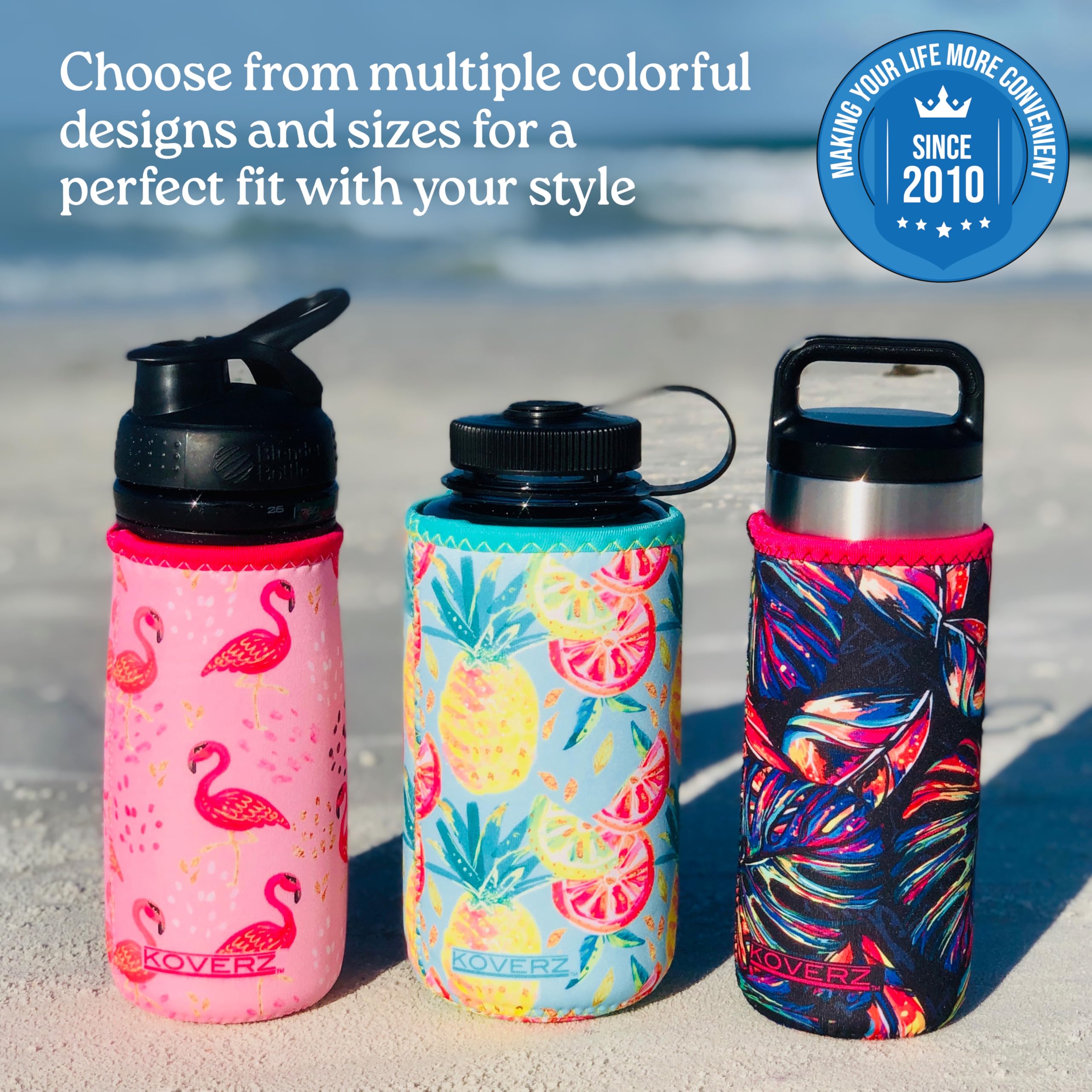 Koverz 24-30oz Insulated Water Bottle with Shoulder Strap - for Hiking & Gym