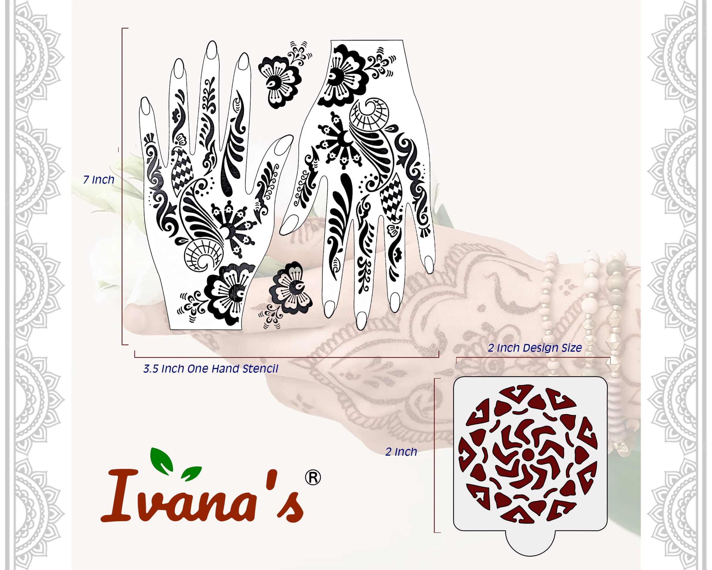 20Pcs Reusable Henna Stencil Kit - Latest Mehandi Designs for Girls, Women, Kids & Teens | Perfect for Parties, Weddings & Festive Body Art (D-2020)