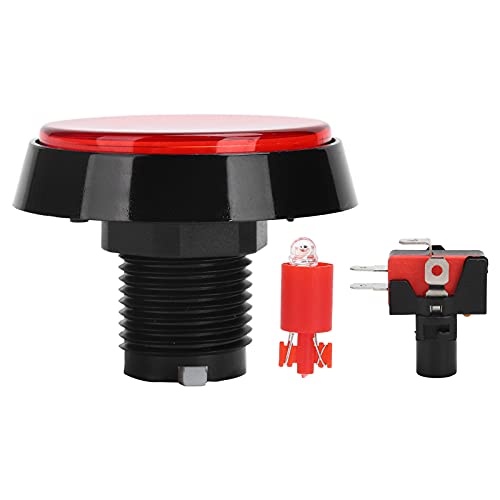 60mm LED Light Big Round Flat Button with 3 Foot Switch - Red Arcade Power Switch for Video Game Consoles & DIY Control Panels - Perfect for Arcade Machines, Gaming Setups & Custom Electronics Projects