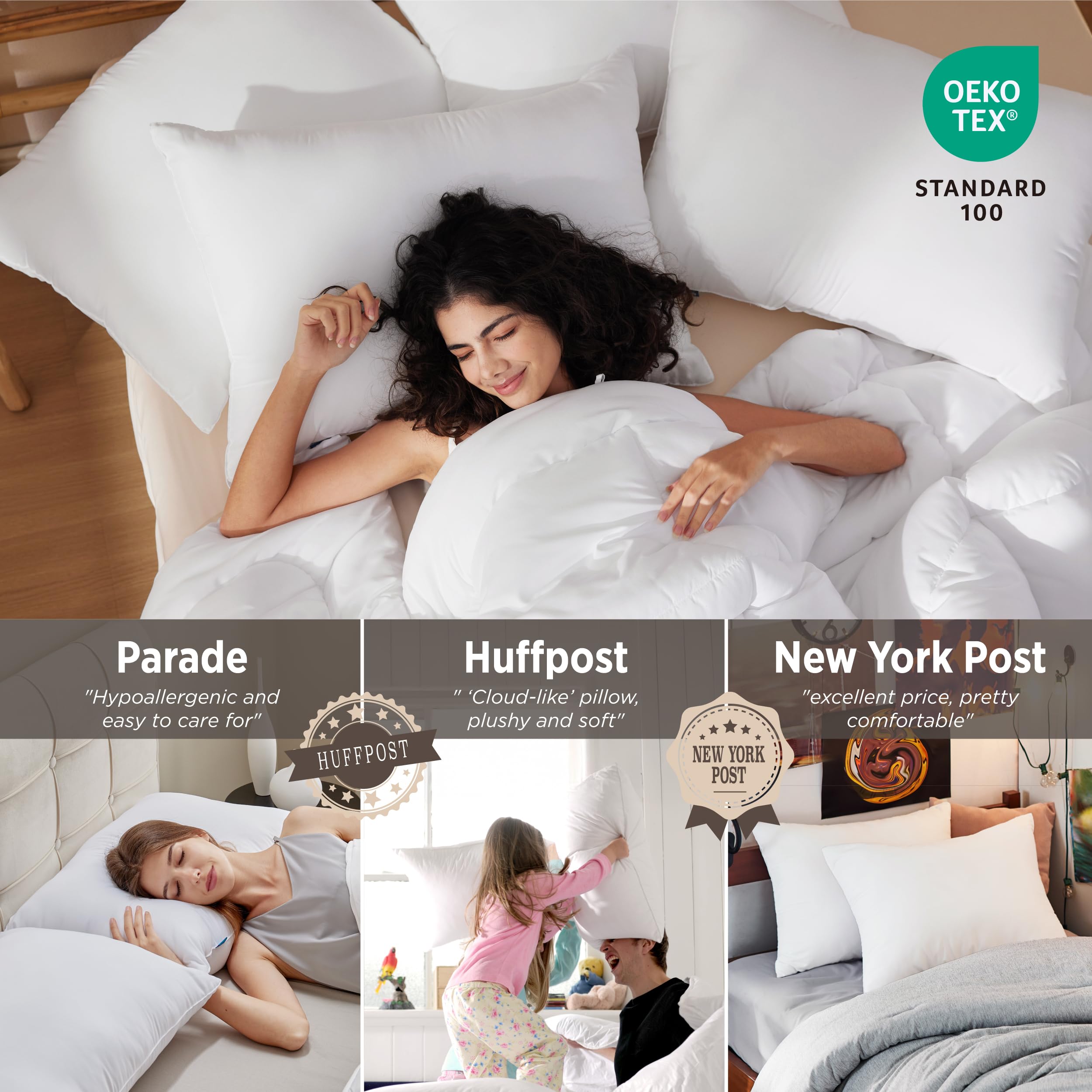 Bedsure Medium Firm Bed Pillows Standard Size 2 Pack - Hotel Quality Down Alternative Pillows for Side & Back Sleepers (19x26 Inches) - Perfect for Home, Guest Room & Travel Use
