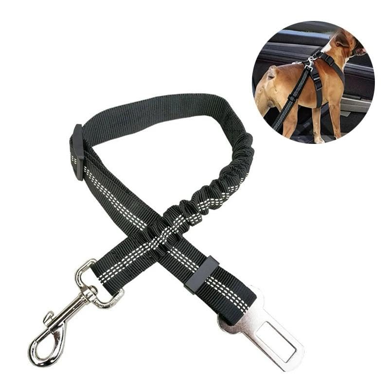 TAHAA 2 Pack Adjustable Dog Seat Belts for Cars - Safety Harness Clip with Elastic Bungee Buffer - Travel Pet Car Accessories for Small Medium Large Dogs | Perfect for Road Trips, Vet Visits & Daily Commutes
