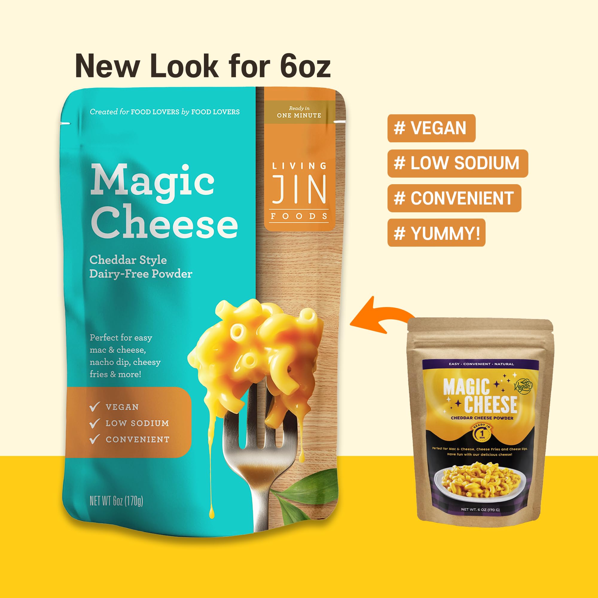 Vegan Cheese Powder - Dairy Free, Plant Based Cheddar Flavor for Vegan Cheese Sauce, Mac & Cheese, Nacho Cheese & Dip (6oz Makes 14oz Sauce) - Perfect for Vegan Cooking, Baking & Healthy Snacks