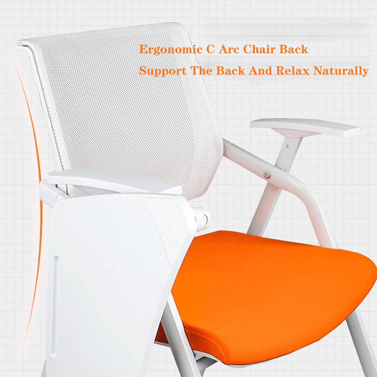 Ergonomic Office Chair with Metal Frame - Adjustable Executive Lounge & Conference Room Chair, Folding Design with Writing Board - Perfect for Home Office, Training Sessions & Meetings (Style Eight, As Shown Size)