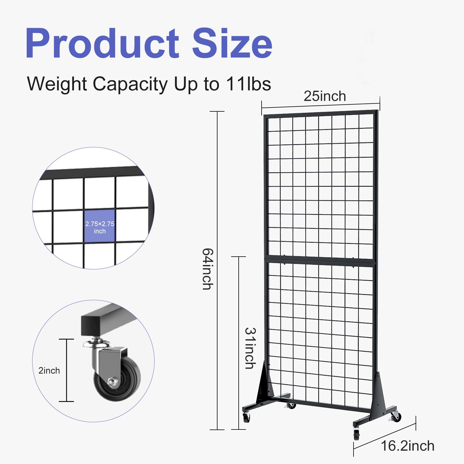 3-Pack Heavy Duty 2'x5.5' Ft Gridwall Panel Display Stands with Triangle Base - Floor Standing Retail Display Rack with 20 Hooks for Store, Boutique, Art Show & Trade Show Displays | Perfect for Clothing, Jewelry, Handbags & Artwork Exhibition