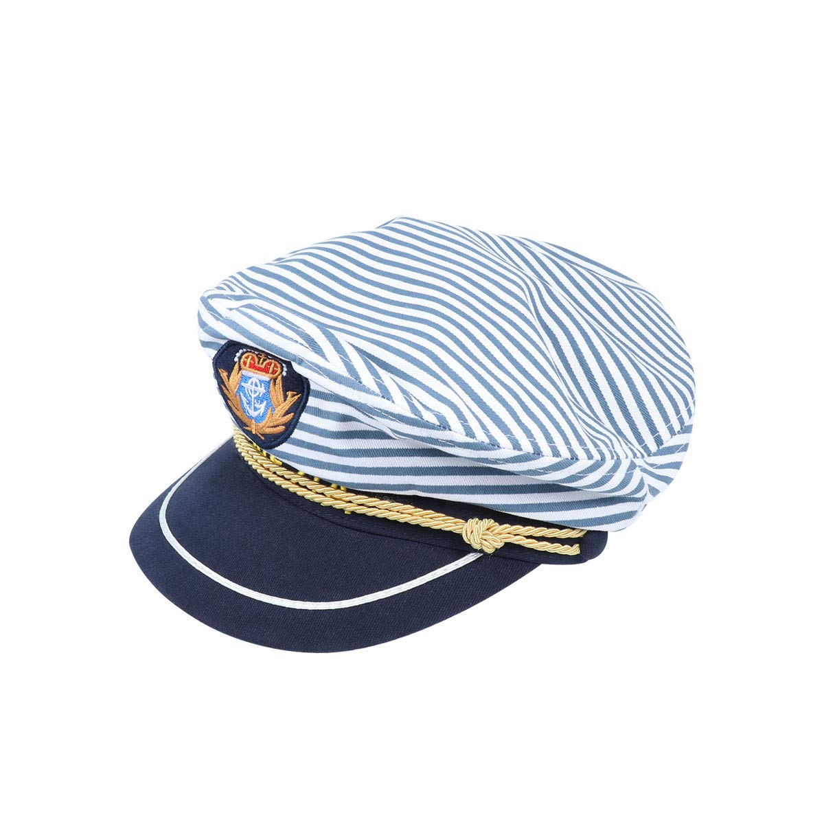 Amosfun Blue Stripe Sea Hat - Adjustable Adult Cap (58cm) for Men & Women | Vintage Manian Style for Halloween Parties, Beach Vacations & Summer Outfits