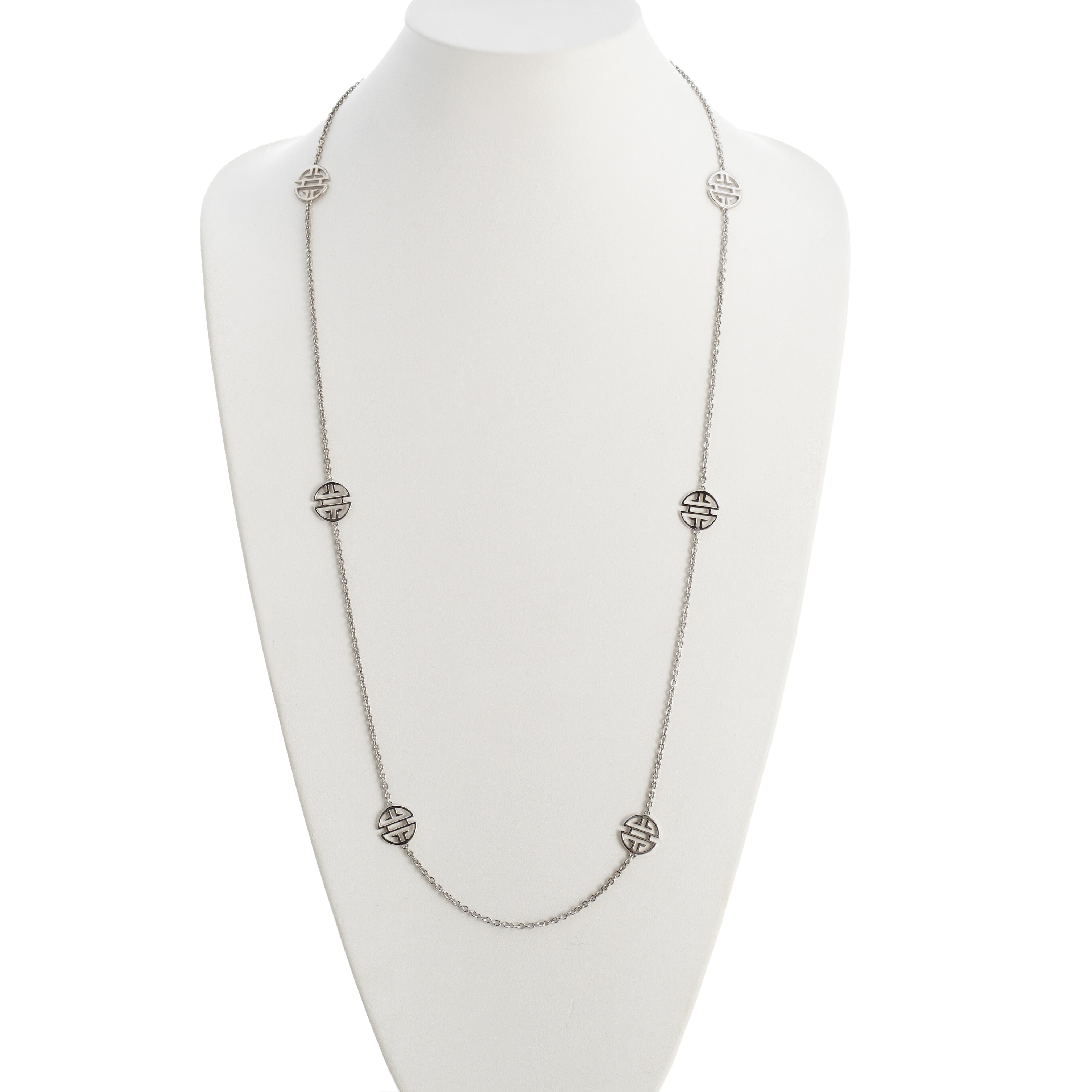 Elegant Silver Six-Station Shou Necklace - Chinese Longevity Symbol Jewelry for Women - Perfect for Gifts, Weddings & Special Occasions