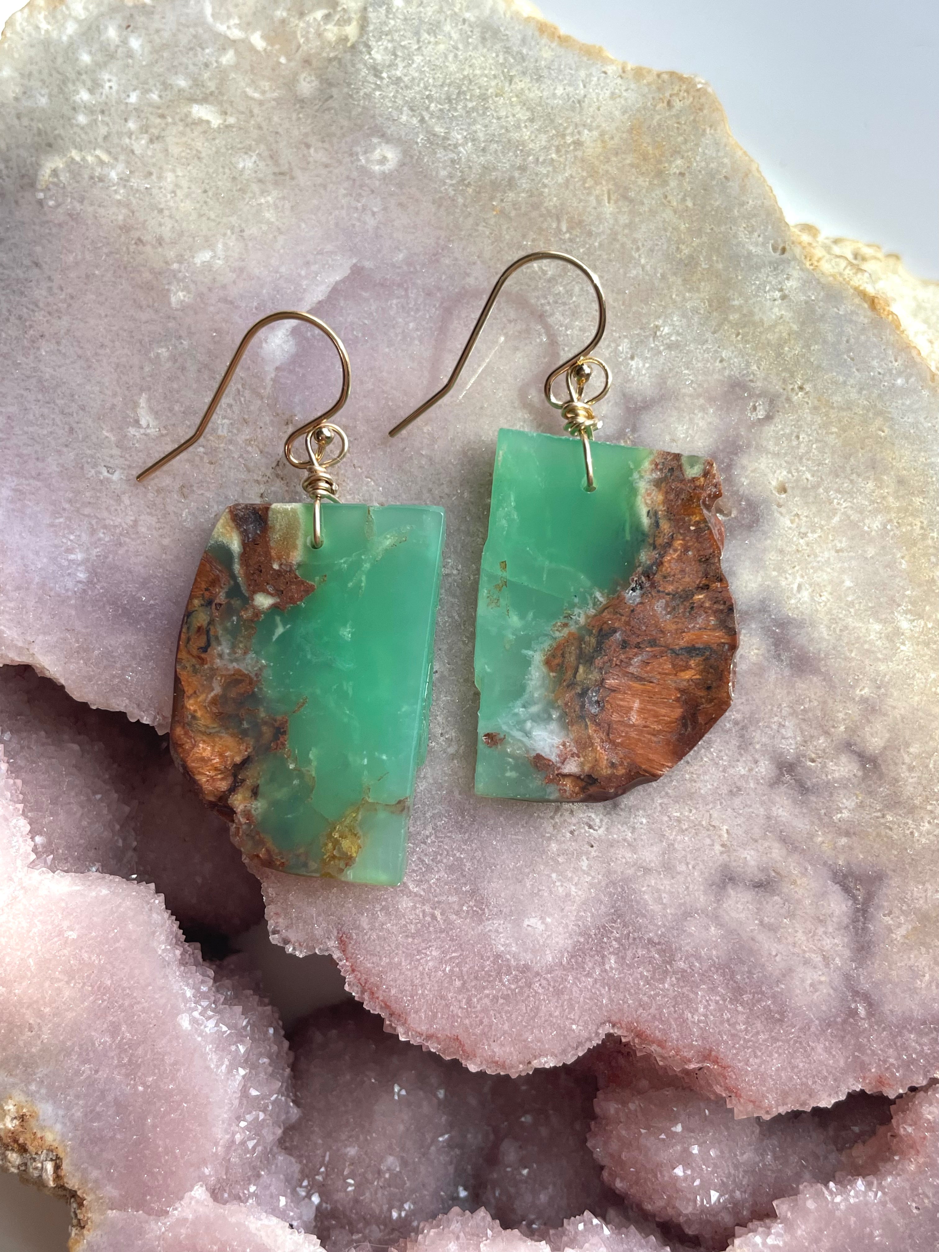 Chrysoprase Statement Earrings - 14K Gold Filled Dangle Earrings for Women | Elegant Jewelry Gift for Birthday, Anniversary & Special Occasions