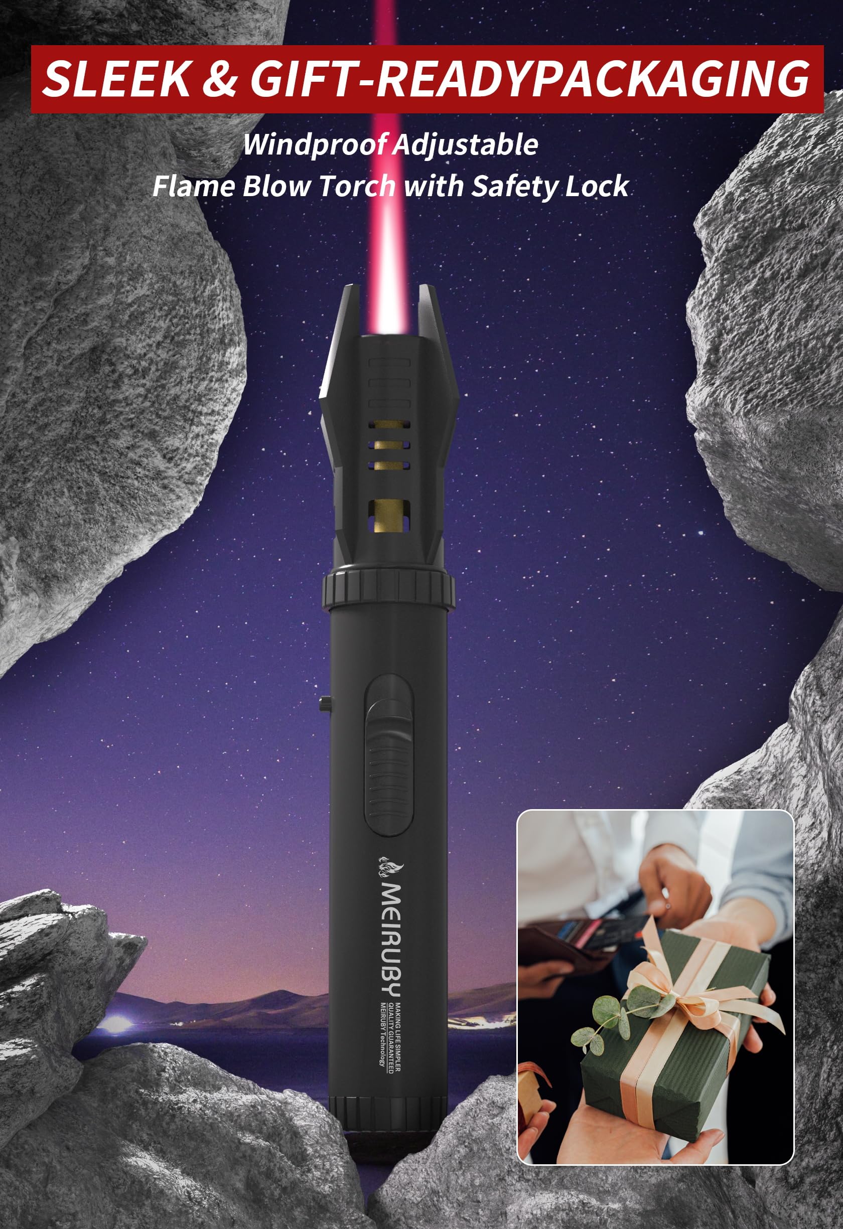 Valentine's Day Torch Lighter Gift Set for Men & Women - Lightsaber Butane Flame Lighter for Dad, Grandpa, Stepdad - Cool Birthday Gadgets for Him 2025 - Perfect for Camping, BBQ, Outdoor Adventures & Special Occasions