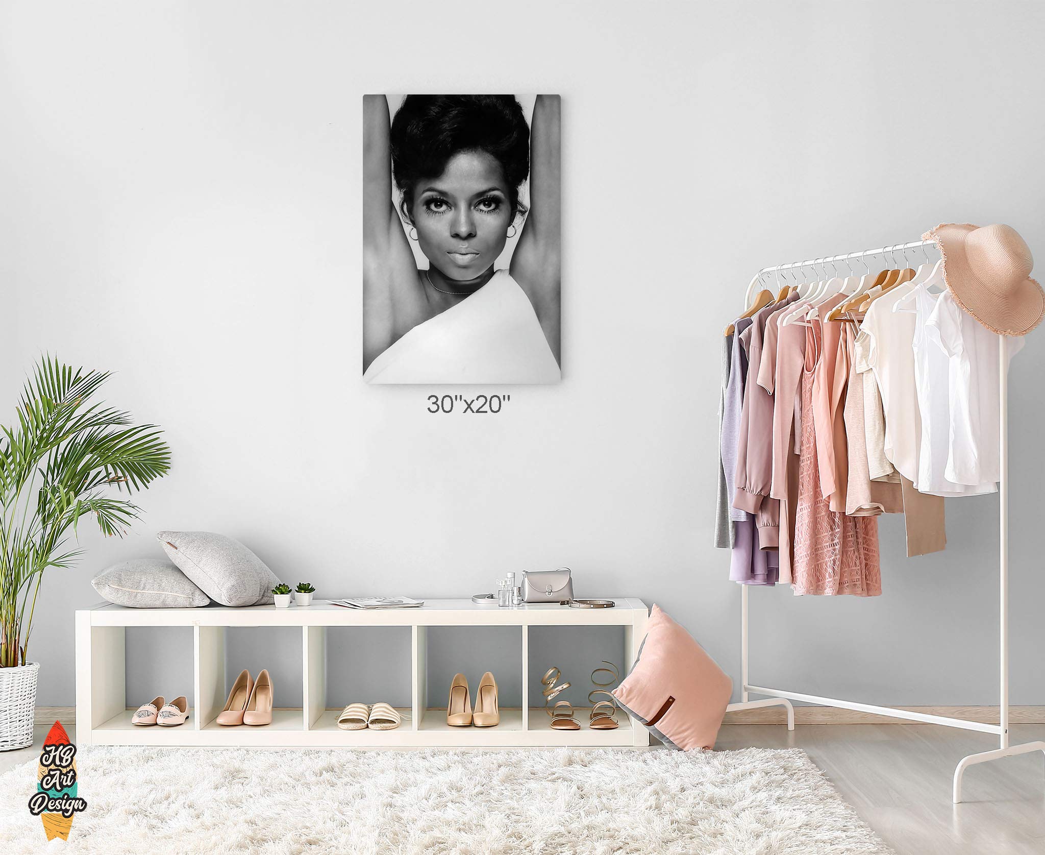 Diana Ross Black and White Metal Wall Art Print | African American Icon Artwork | 30x20 Inches | Made in USA | Perfect for Living Room, Bedroom & Office Decor