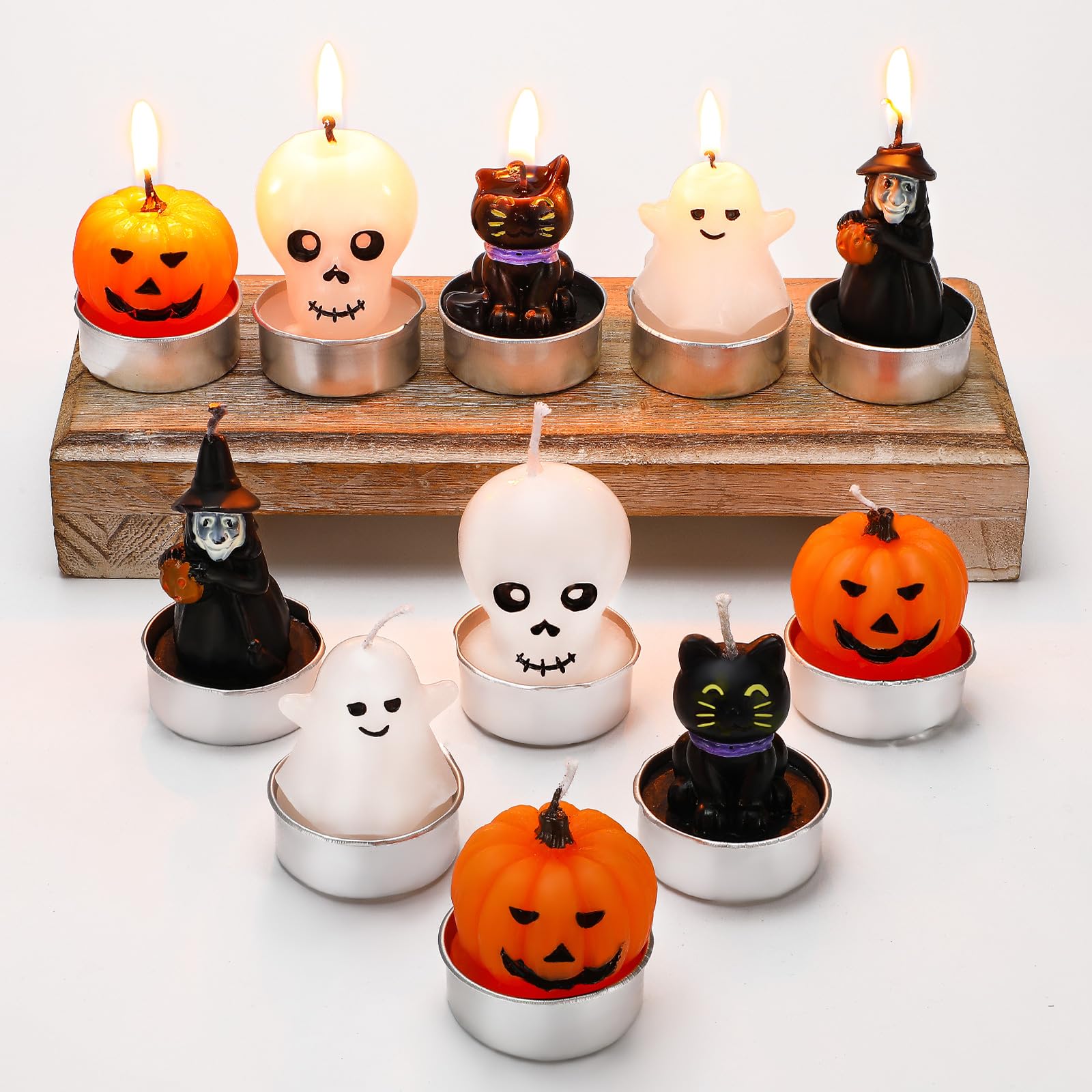 Jutom 20-Pack Halloween Ghost Candles - Mini Pumpkin Soy Wax Candles for Spooky Decor, Cute Halloween Party Supplies, Table & Bedroom Decorations (Stylish) - Perfect for Halloween Parties, Home Decor & Gift Giving