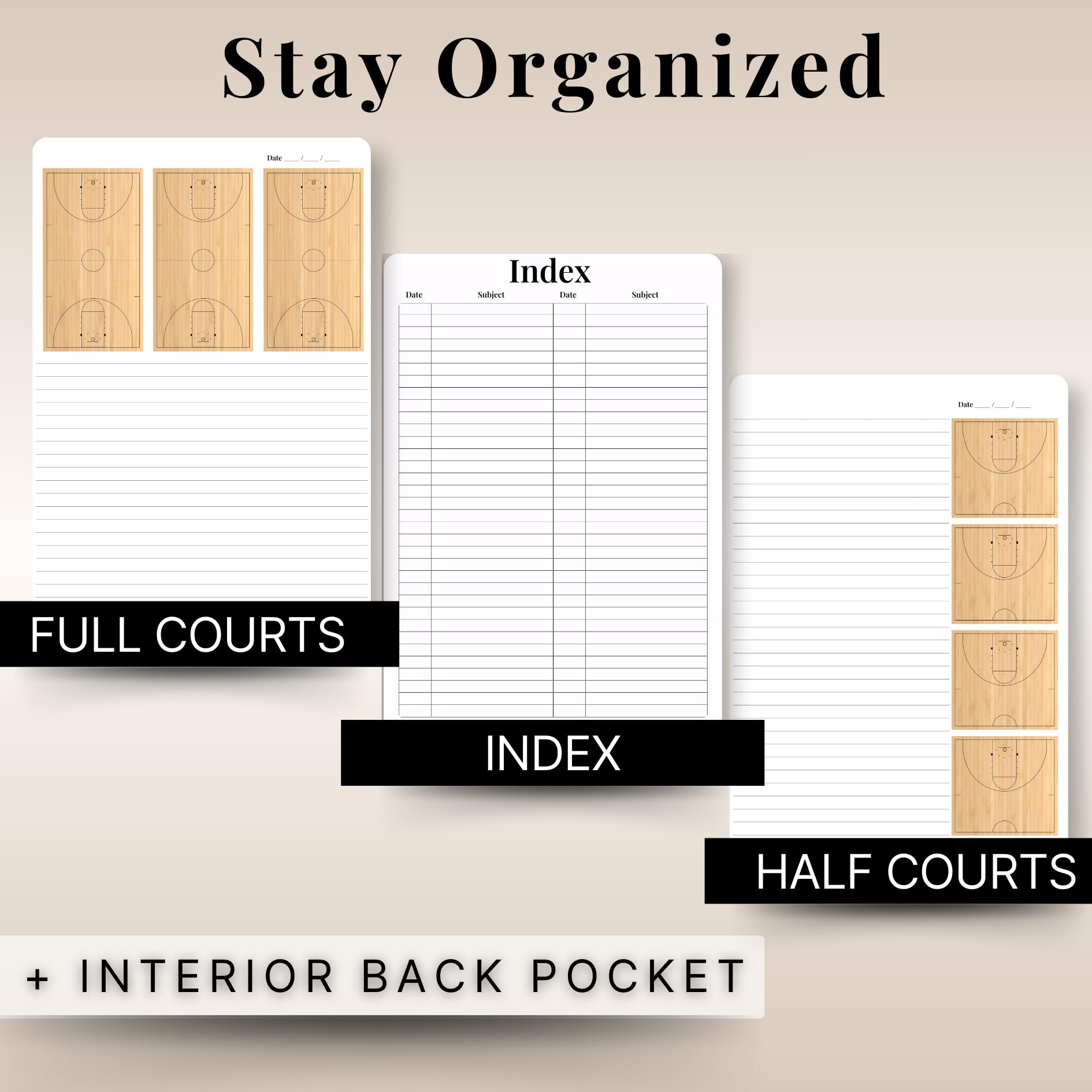 The Playbook Journal - Premium Basketball Coaching Notebook for Men & Women | Perfect Coach & Player Gifts | Ideal for Practice Drills, Game Strategies & Coach Appreciation | Basketball Playbook Notebook