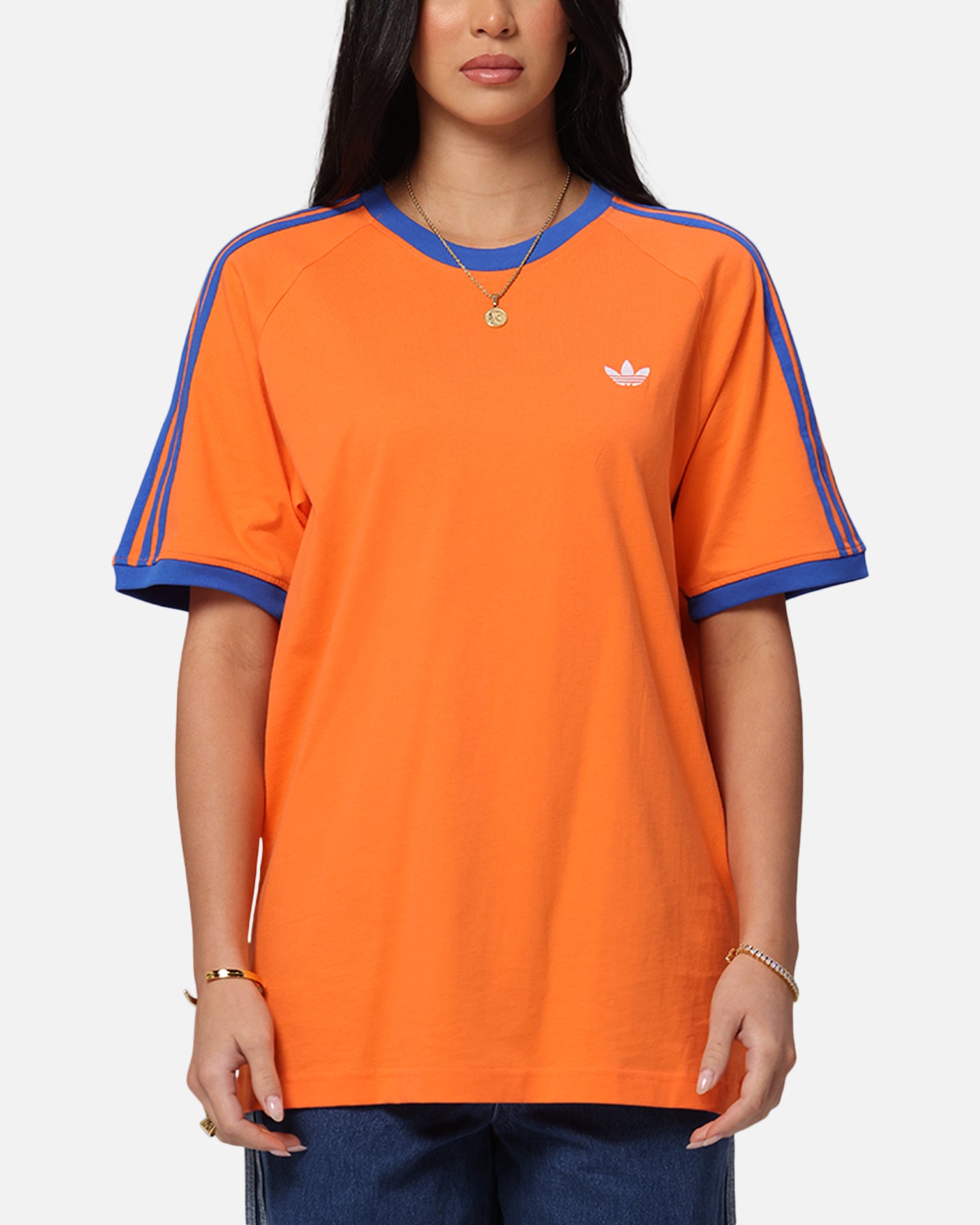 Adidas Monogram Cali T-Shirt for Women - Orange Cotton Casual Tee - Perfect for Gym, Running & Streetwear Fashion