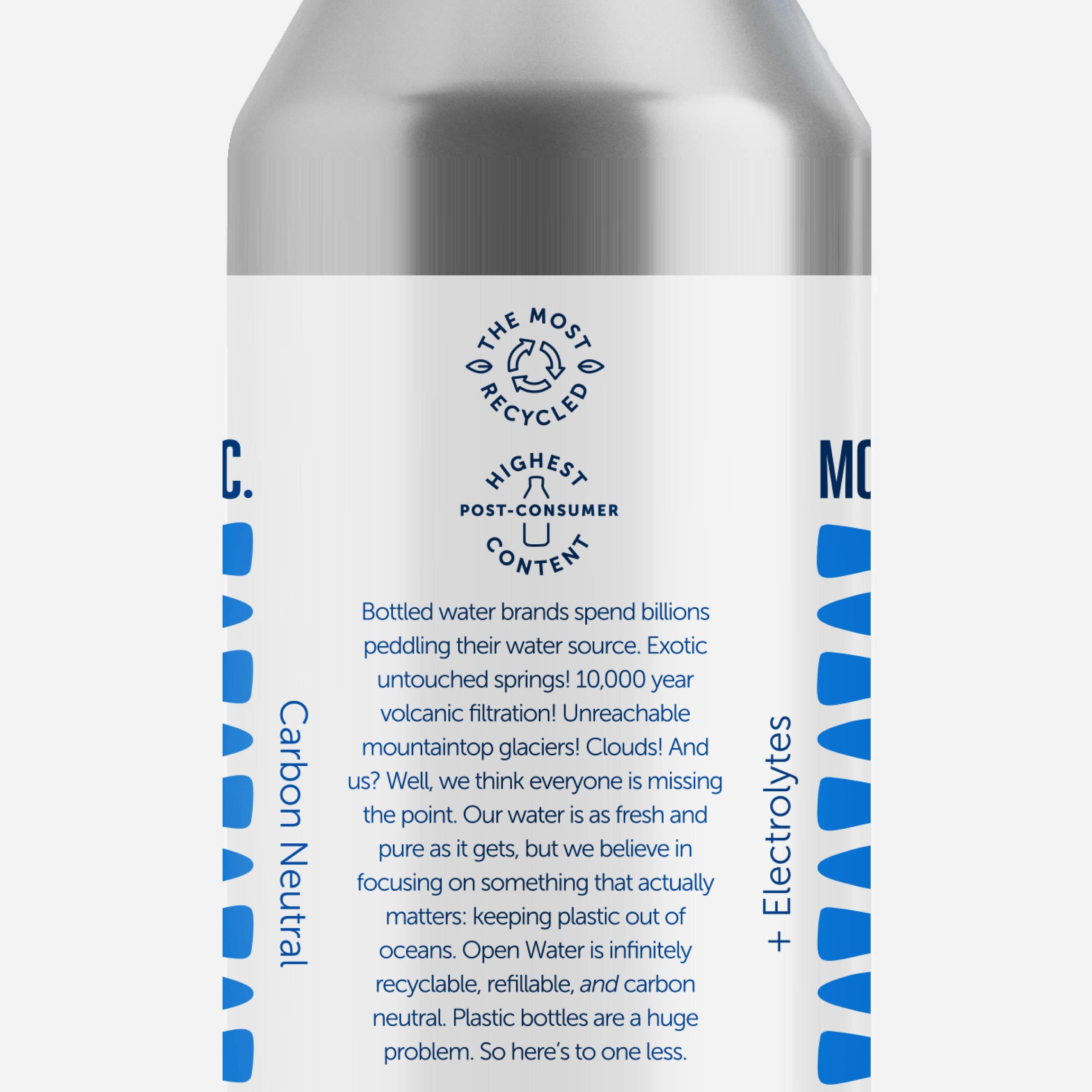 Open Water Still Bottled Water with Electrolytes - 16oz Aluminum Bottles (3 Cases, 36 Bottles) | BPA-Free, Eco-Friendly | Perfect for Hydration, Outdoor Activities & Sustainable Living