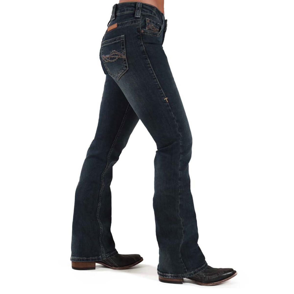 Cowgirl Tuff Women's Dark Wash Denim Jeans - High Waisted Bootcut Jeans for Western Riding & Casual Wear | Indigo Blue Don't Fence Me In Style