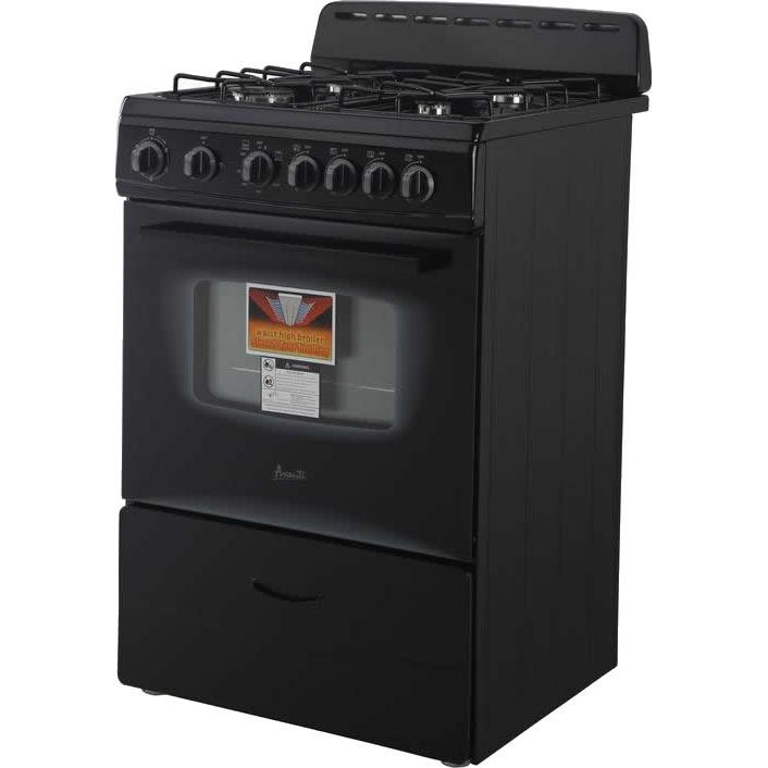 Avanti 24 Inch Freestanding Gas Range GR2415CB - 4 Burner Stainless Steel Stove with Oven for Home Kitchen Cooking, Baking & Roasting