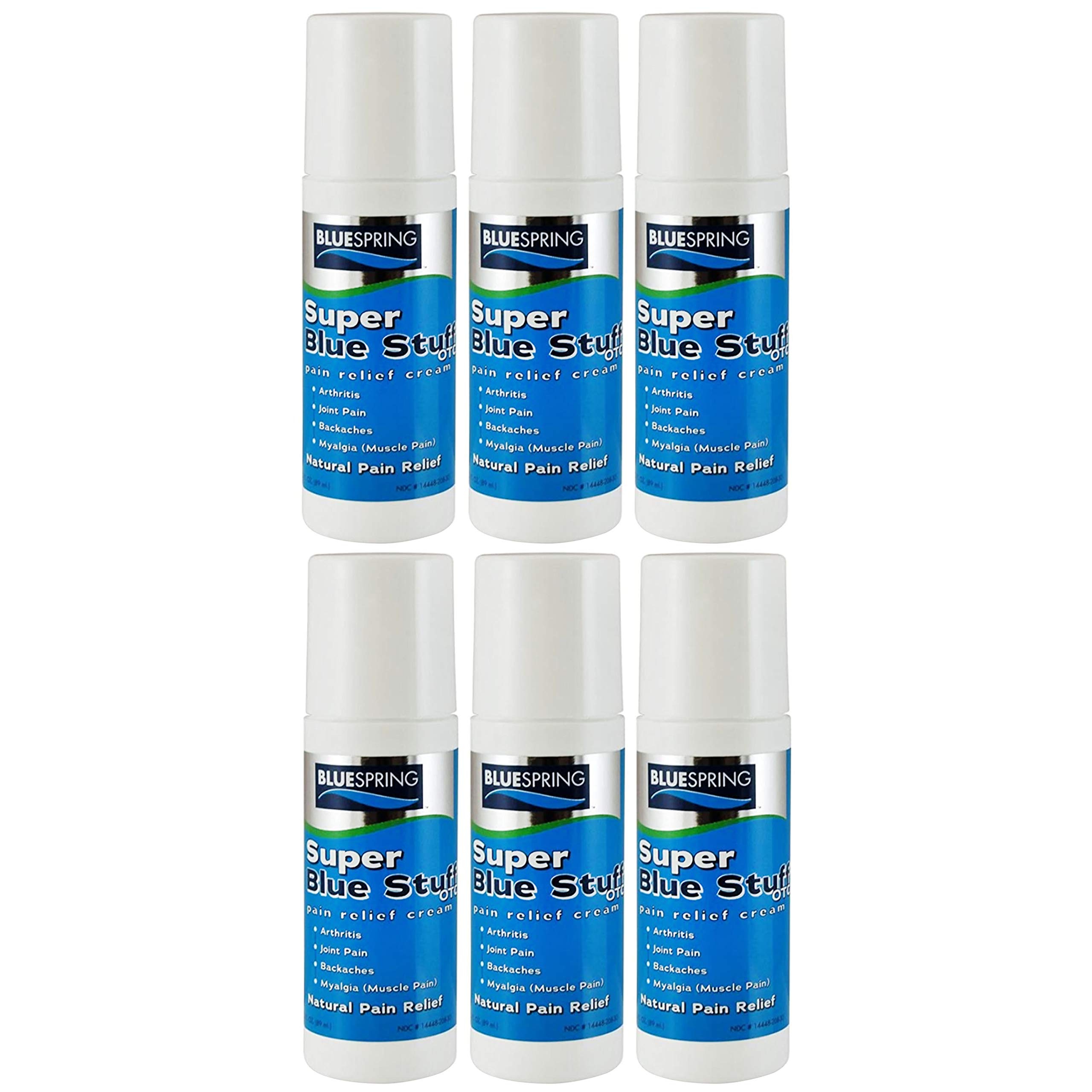 BlueSpring Natural Pain Relief Roll-On with Emu Oil - Anti-Inflammatory Analgesic Cream for Back, Knee, Joint, Muscle, Arthritis & Neck Pain - 3 Oz (Pack of 6) - Perfect for Athletes, Office Workers & Seniors
