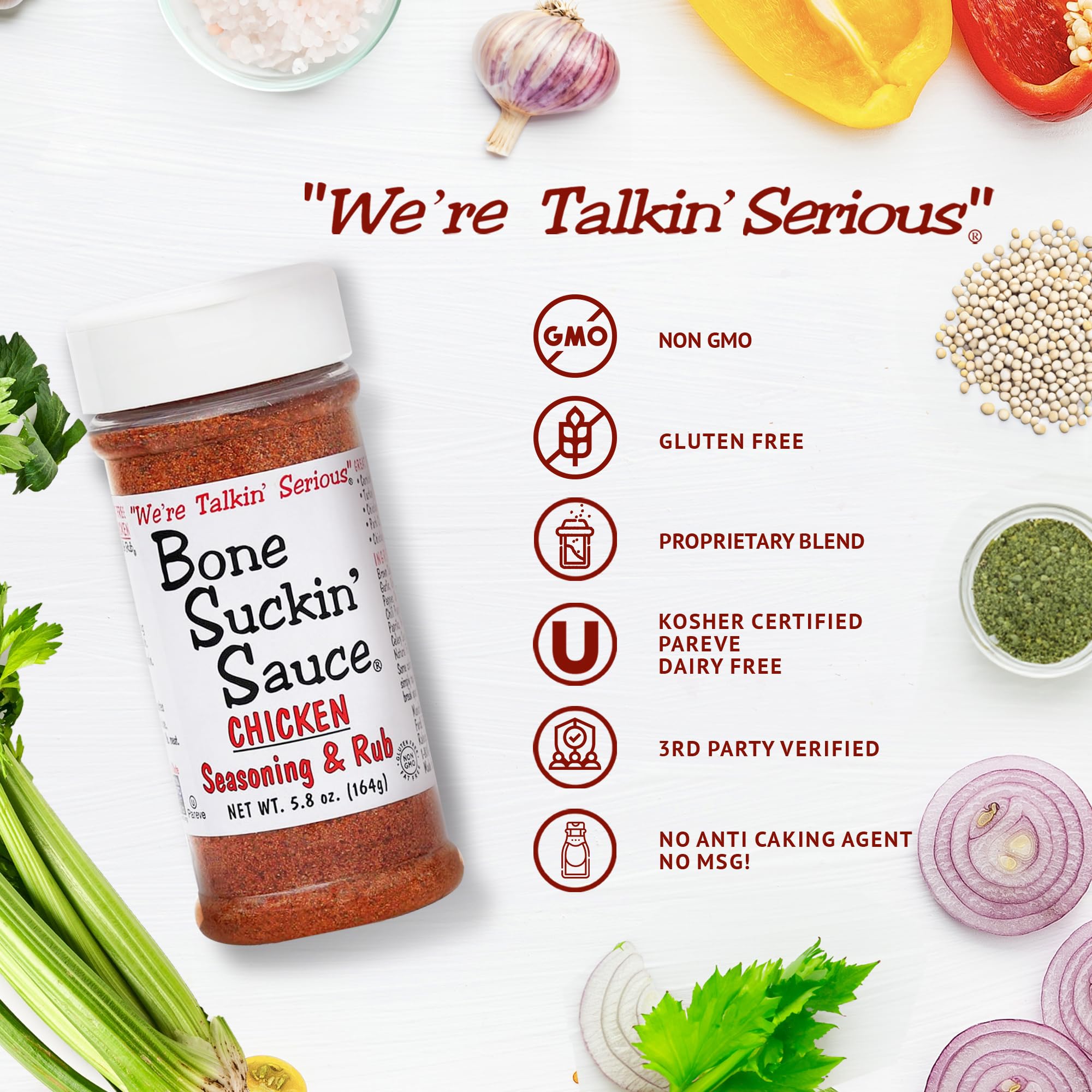 Bone Suckin' Sauce Poultry Rub Seasoning - 5.8oz (Pack of 12) - Perfect for Grilling Chicken, Turkey & BBQ - All Natural Spice Blend for Smokers, Roasting & Outdoor Cooking