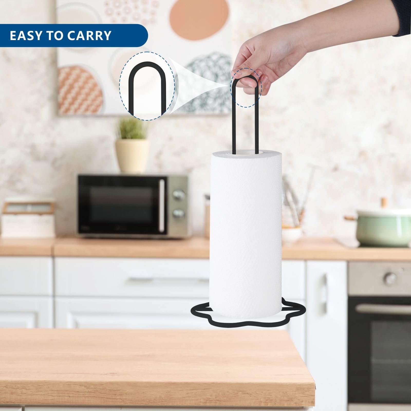 Sturdy Black Metal Paper Towel Holder for Kitchen Countertop - Heavy Duty Roll Dispenser for Kitchen Organization & Storage - Perfect for Home, Office, and Restaurant Use