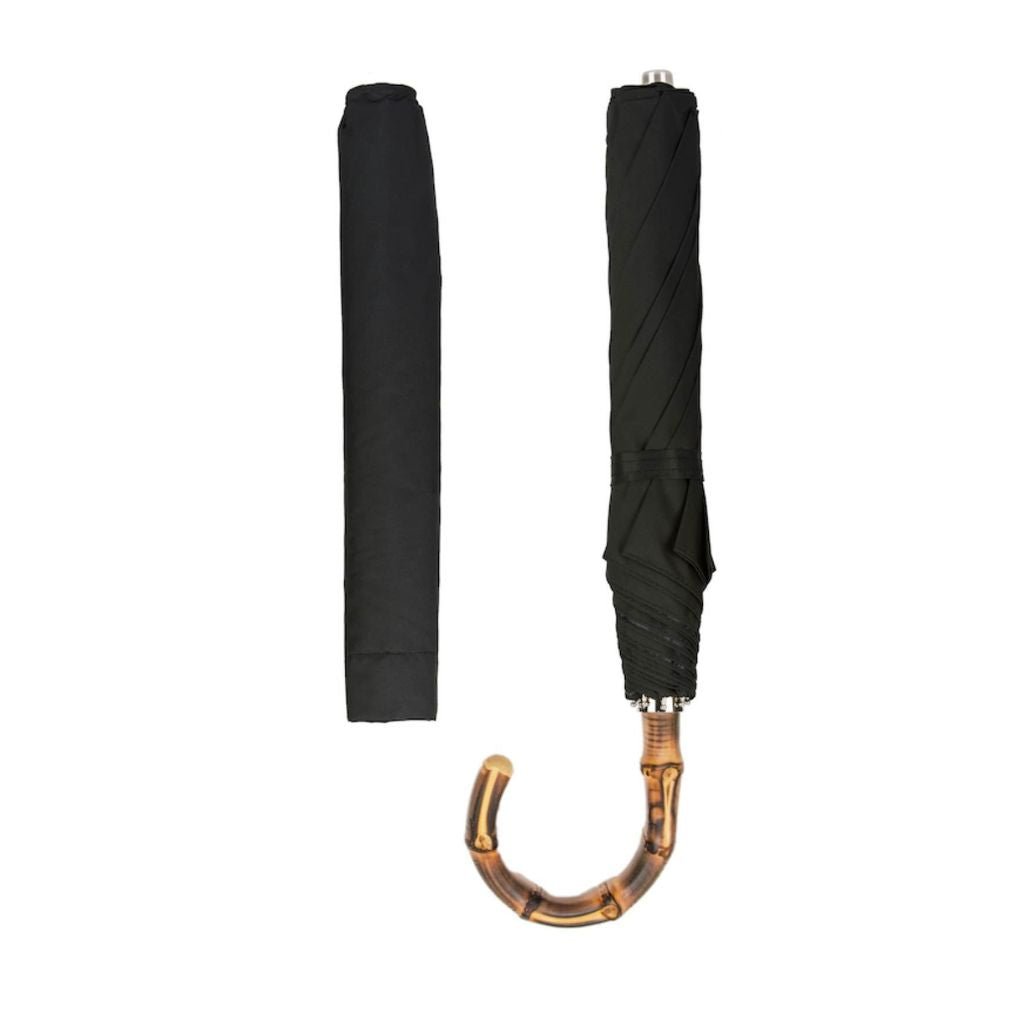 Pasotti Premium Black Folding Umbrella - Windproof Compact Travel Umbrella for Men & Women - Perfect for Rainy Days, Commuting, and Outdoor Events