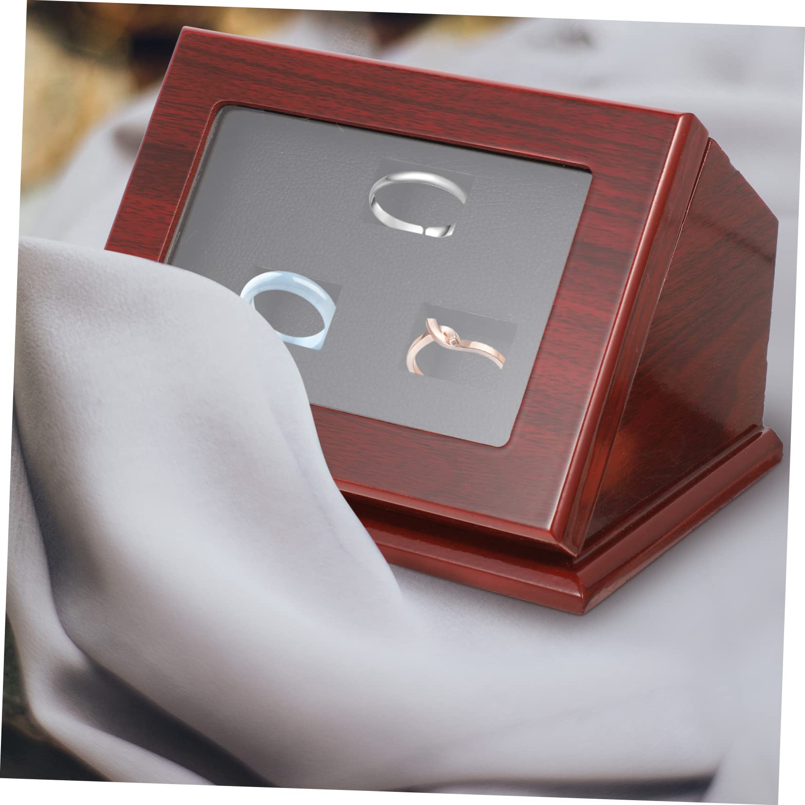 Kisangel 2-Piece Wooden Championship Ring Display Case - Premium Ring Holder Box for Jewelry, Awards & Memorabilia - Perfect for Trophy Showcase, Sports Collectibles & Home Decor Display