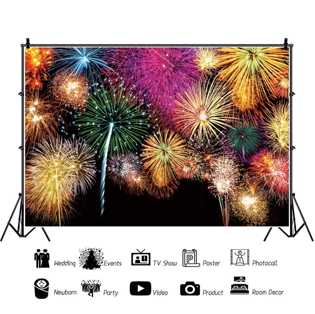 10x6.5ft Fireworks Photography Backdrop - New Year, Labor Day, Graduation, Christmas & Wedding Celebration Photo Background - Perfect for YouTube Videos, Family Photos & Festival Decorations