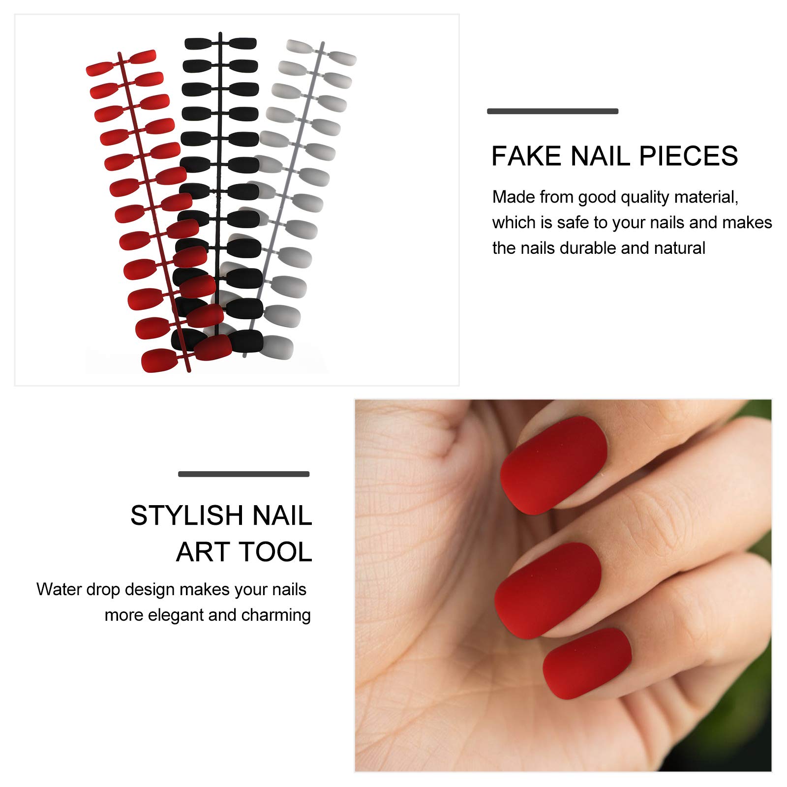 72PCS Frosted Coffin Nail Tips - Full Cover False Nails with Gel Finish | DIY Nail Art Stickers & Decals for Women | Perfect for Parties, Weddings & Special Occasions