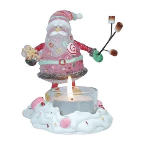Santa BBQ Marshmallow Tealight Holder - Christmas Candle Decor for Fireplace & Holiday Table Setting - Westland Giftware