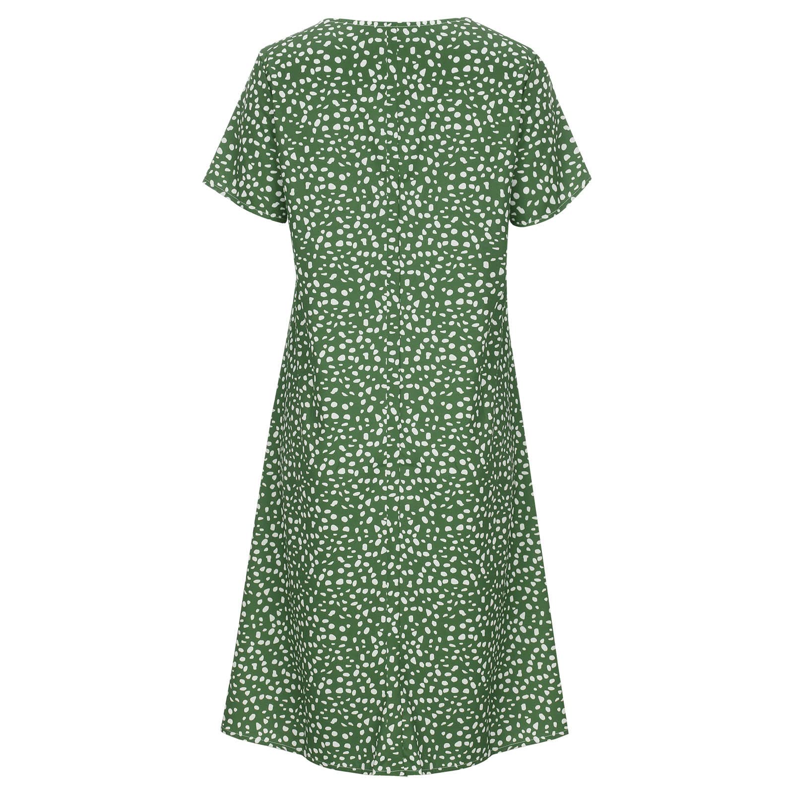JSARLE Women's Floral Midi Dress - Crew Neck Short Sleeve Loose Fit Summer Dress That Hides Belly Fat | Trendy Casual Wear for Beach, Vacation & Everyday Outfits