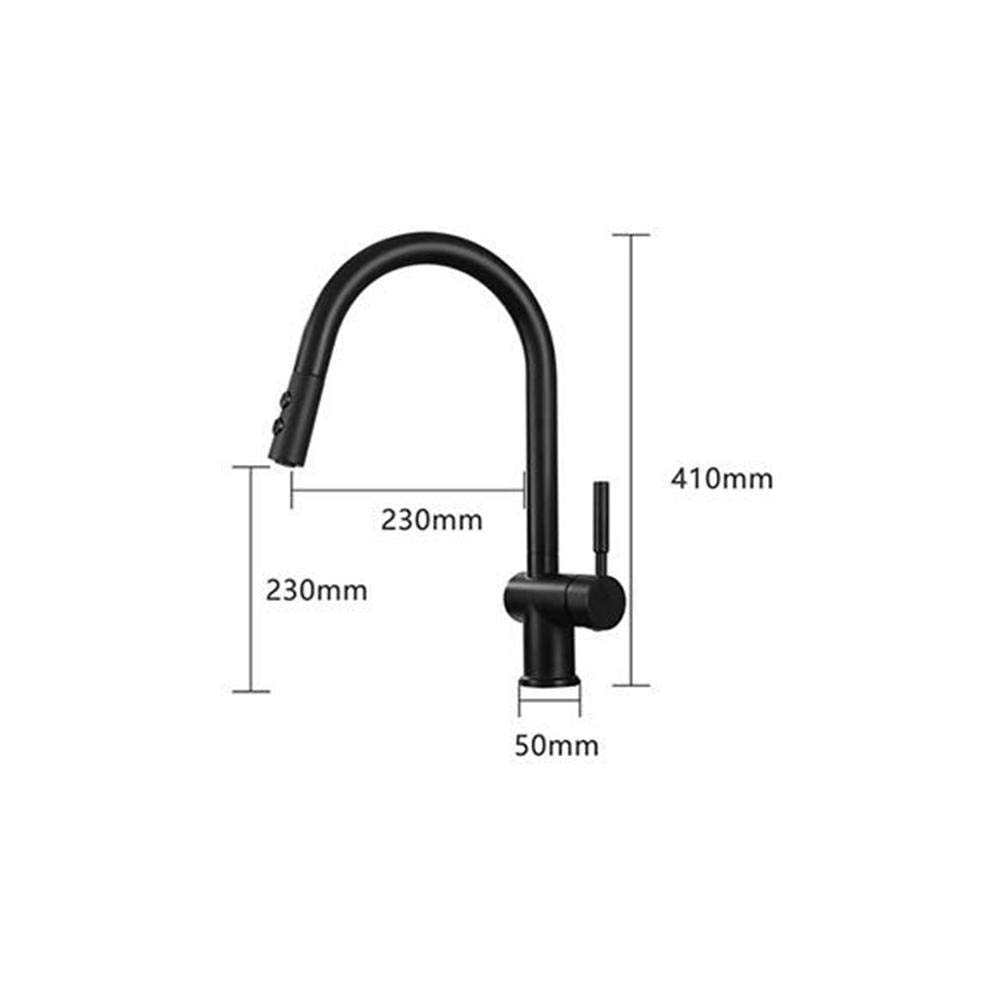 Black Pull Down Kitchen Faucet with Dual Function Sprayer - Brass Telescopic Sink Faucet for Hot & Cold Water - Perfect for Modern Kitchens & Bar Sinks