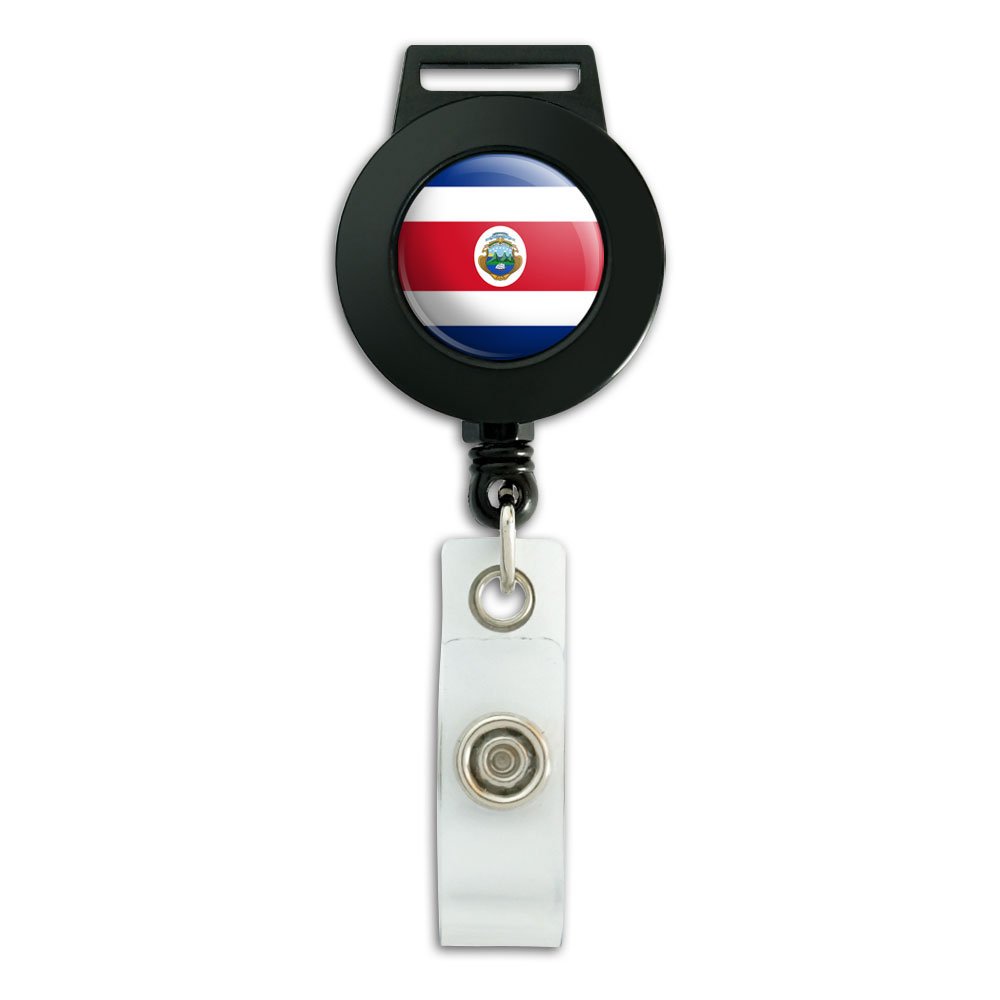 Costa Rica National Flag Lanyard with Retractable Reel & ID Badge Holder - Perfect for Travel, Events, and Office Security