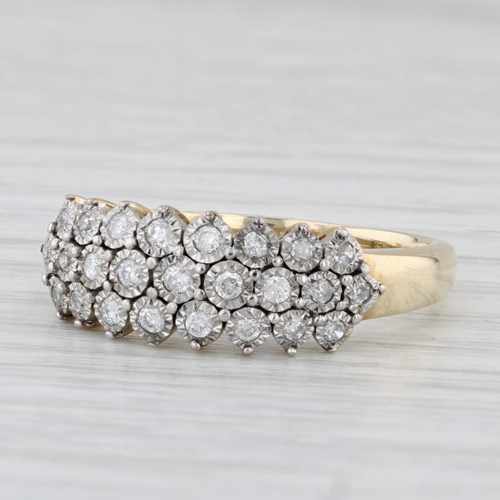 0.20ctw Diamond Cluster Ring 10k Yellow Gold Size 8.5 - Elegant Wedding Band for Women, Perfect for Engagement, Anniversary & Special Occasions