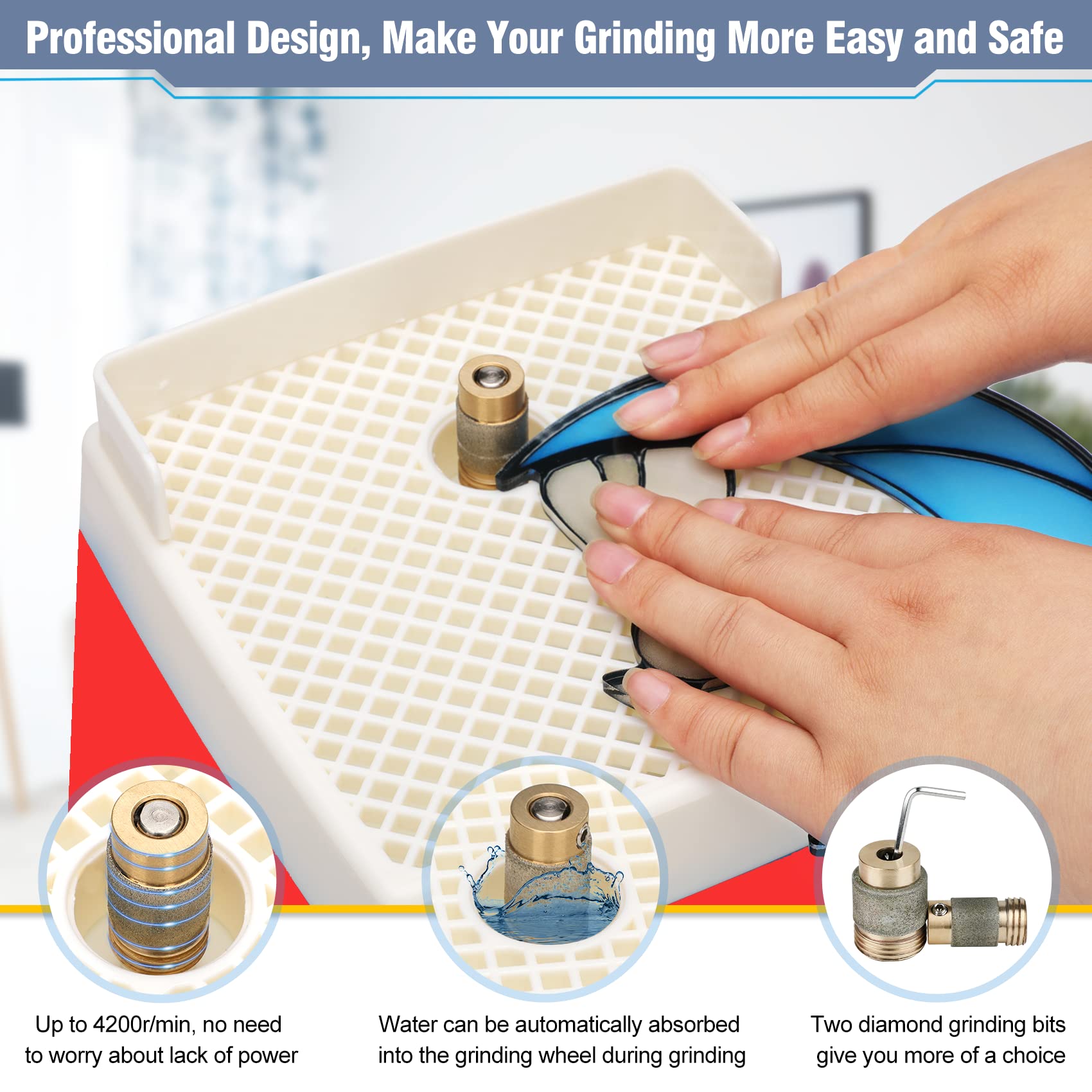 Professional 4200r/min Stained Glass Grinder Kit - 110V 65W Portable DIY Glass Art Tool with 5/8